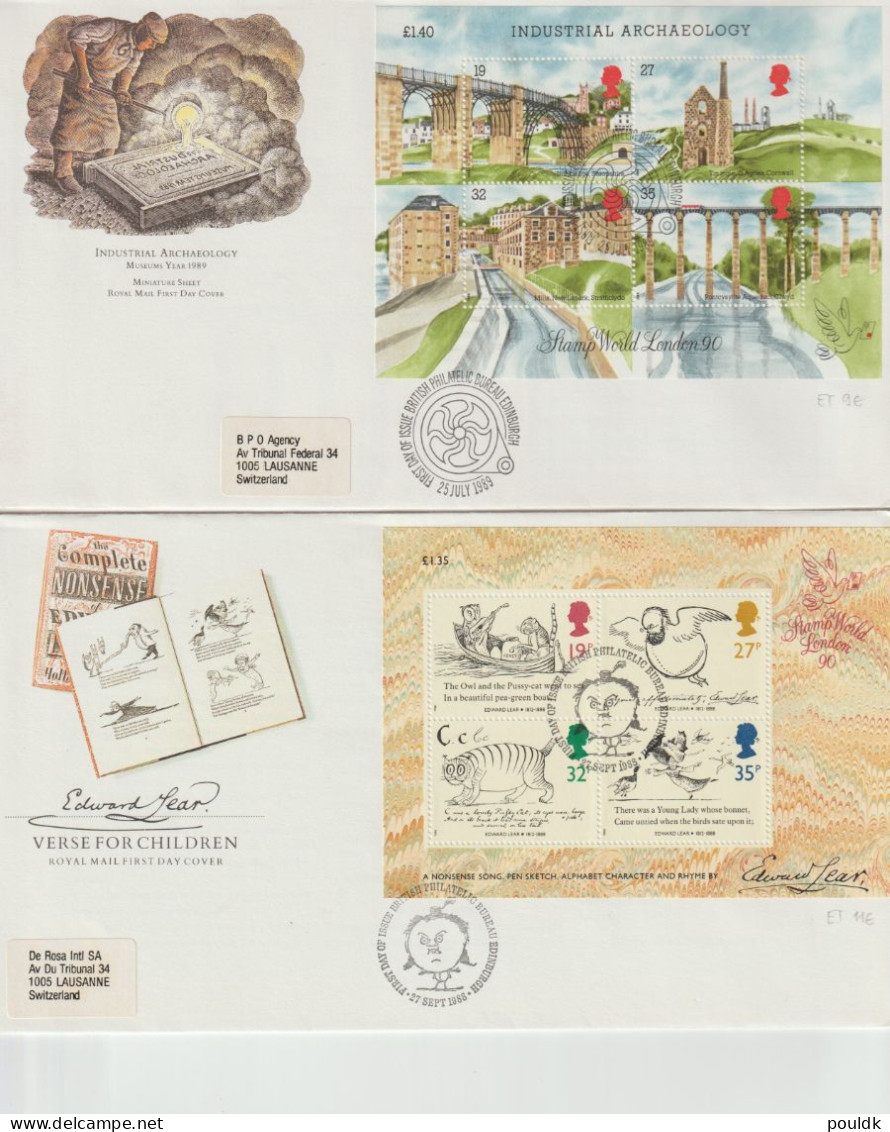 Great Britain: Ten FDC W/Souvenir Sheets Or Booklet Panes. Postal Weight Approx 0,21 Kg. Please Read Sales Conditions Un - 2001-10 Ediciones Decimales