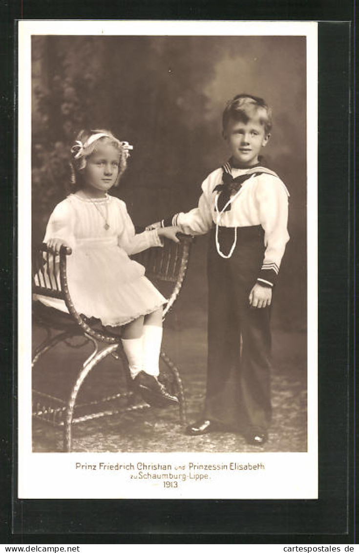 AK Prinz Friedrich Christian Und Prinzessin Elisabeth Von Schaumburg-Lippe  - Königshäuser