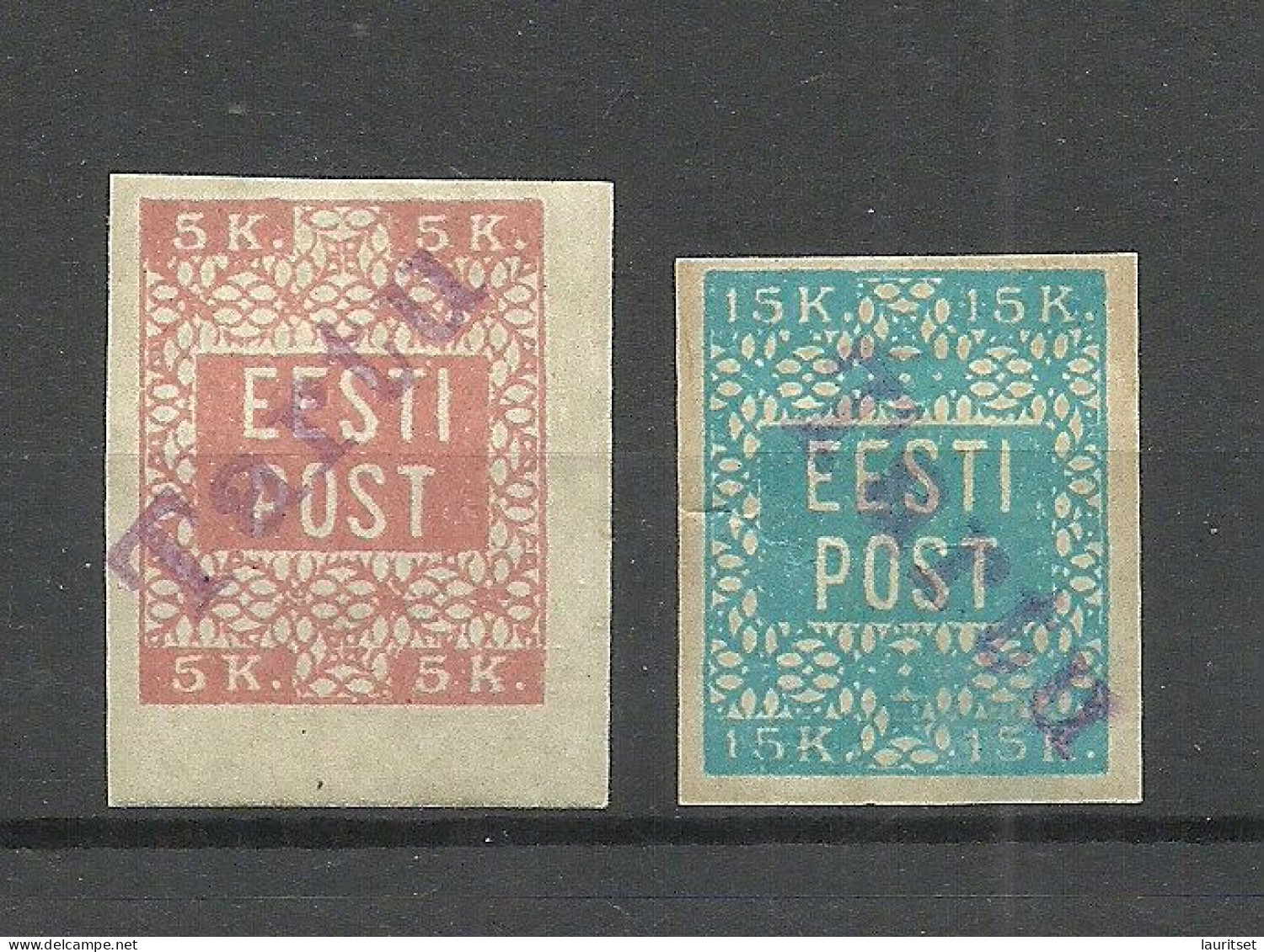 ESTLAND Estonia 1919 TARTU Provisional Line Cancel On Michel 1 & 2 - Estonia