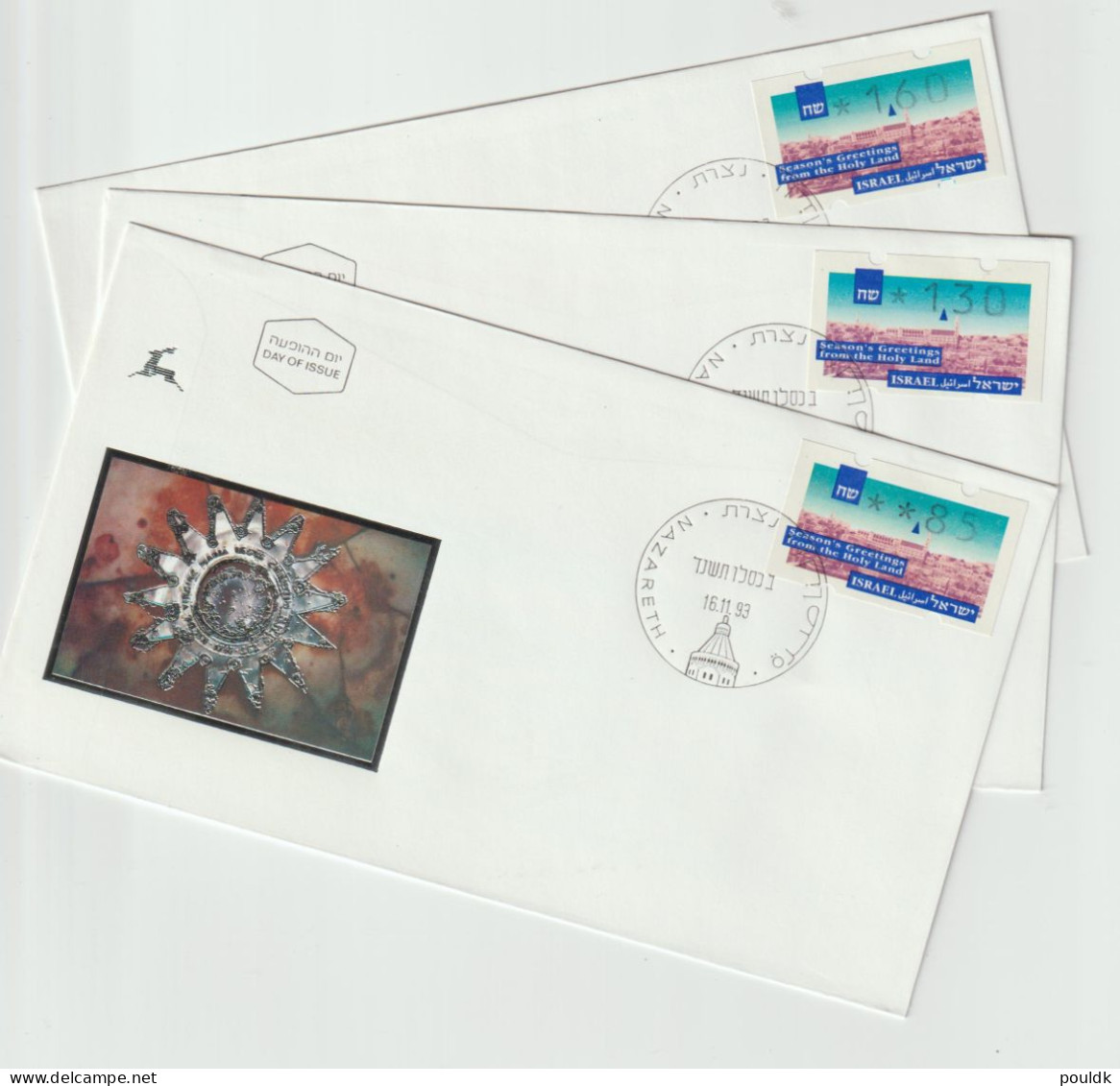 Israel 1993 ATM Christmas - Three FDC From Nazareth. Postal Weight 0,04 Kg. Please Read Sales Conditions Under Image Of - Machine Labels [ATM]
