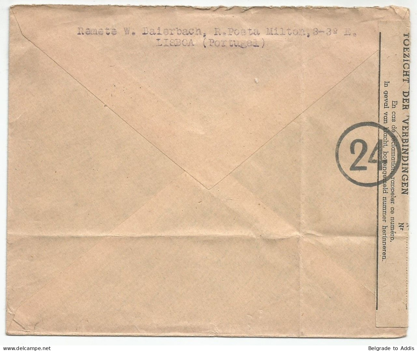 Portugal Afinsa 643 Used On Registered Censored Cover To Belgium 1945 Belgian Censorship - Storia Postale