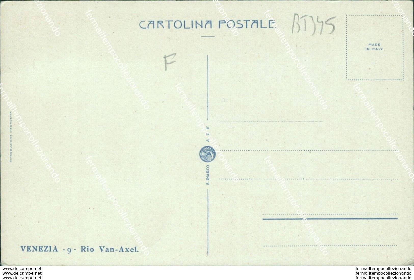 Bt345 Cartolina   Venezia Citta'  Rio Van Axel Veneto - Venezia