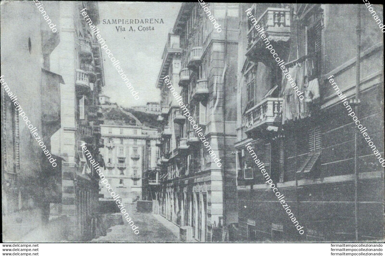 Ba60 Cartolina Sampierdarena Via A.costa Genova Liguria 1921 - Genova