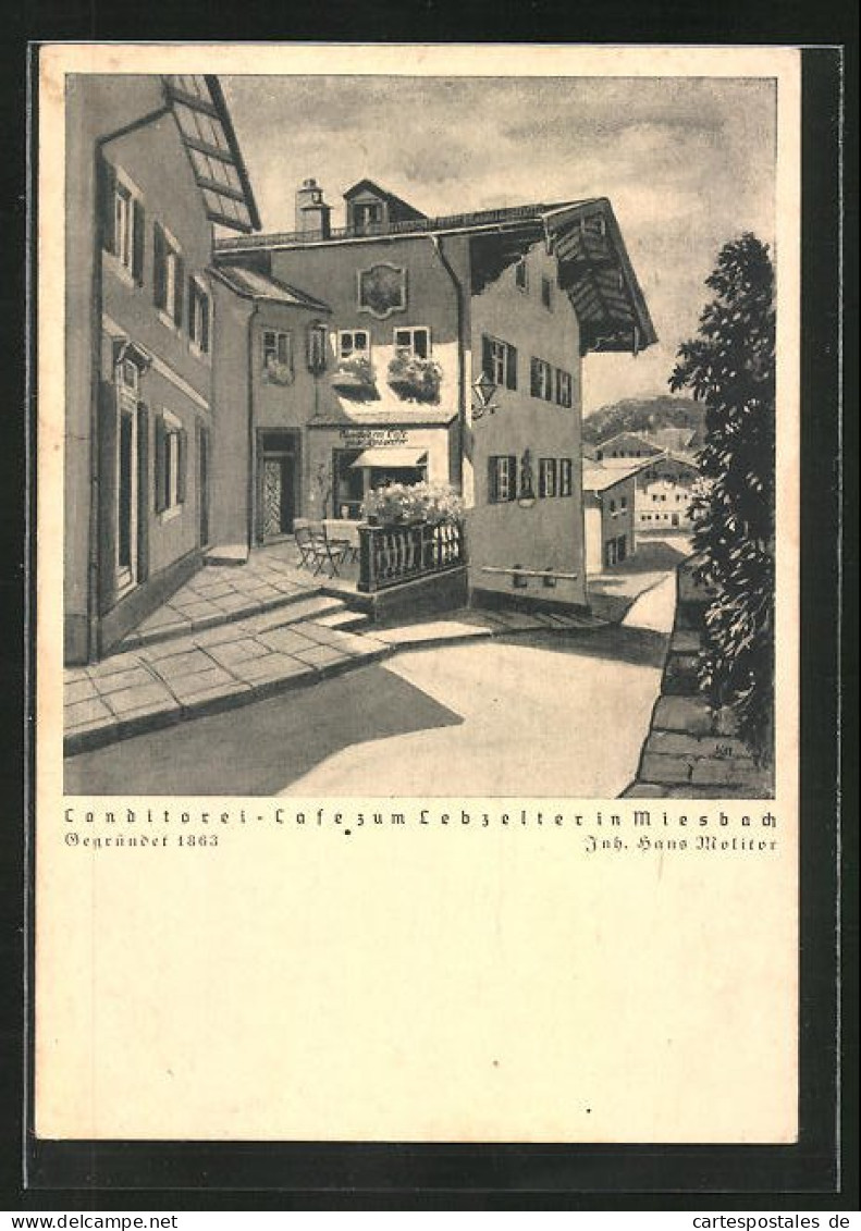 AK Miesbach, Conditorei-Café Zum Lebzelter, Inh. Hans Molitor  - Miesbach