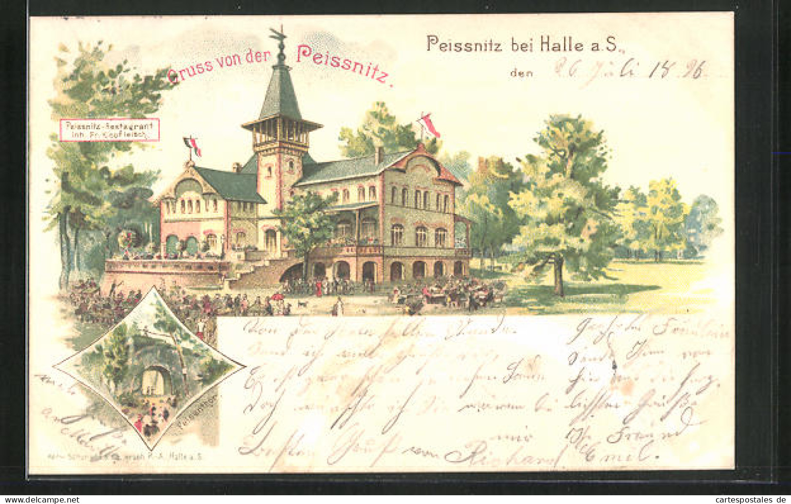 Lithographie Peissnitz B. Halle A.S., Restaurant Von Fr. Klopfleisch & Felsentor  - Sonstige & Ohne Zuordnung