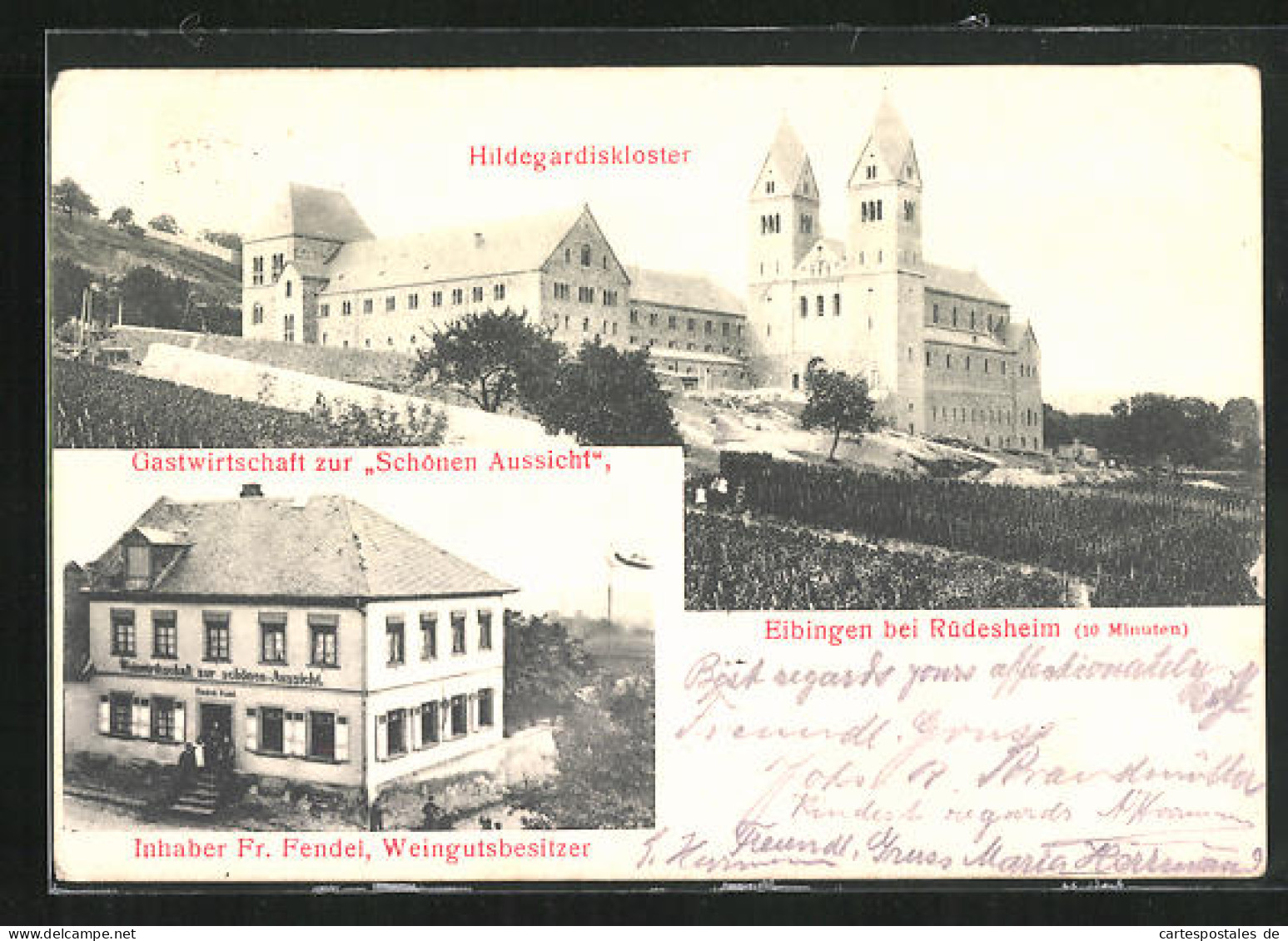 AK Eibingen Bei Rüdesheim, Gastwirtschaft Zur Schönen Aussicht Von Fr. Fendel, Weingutbesitzer  - Ruedesheim A. Rh.