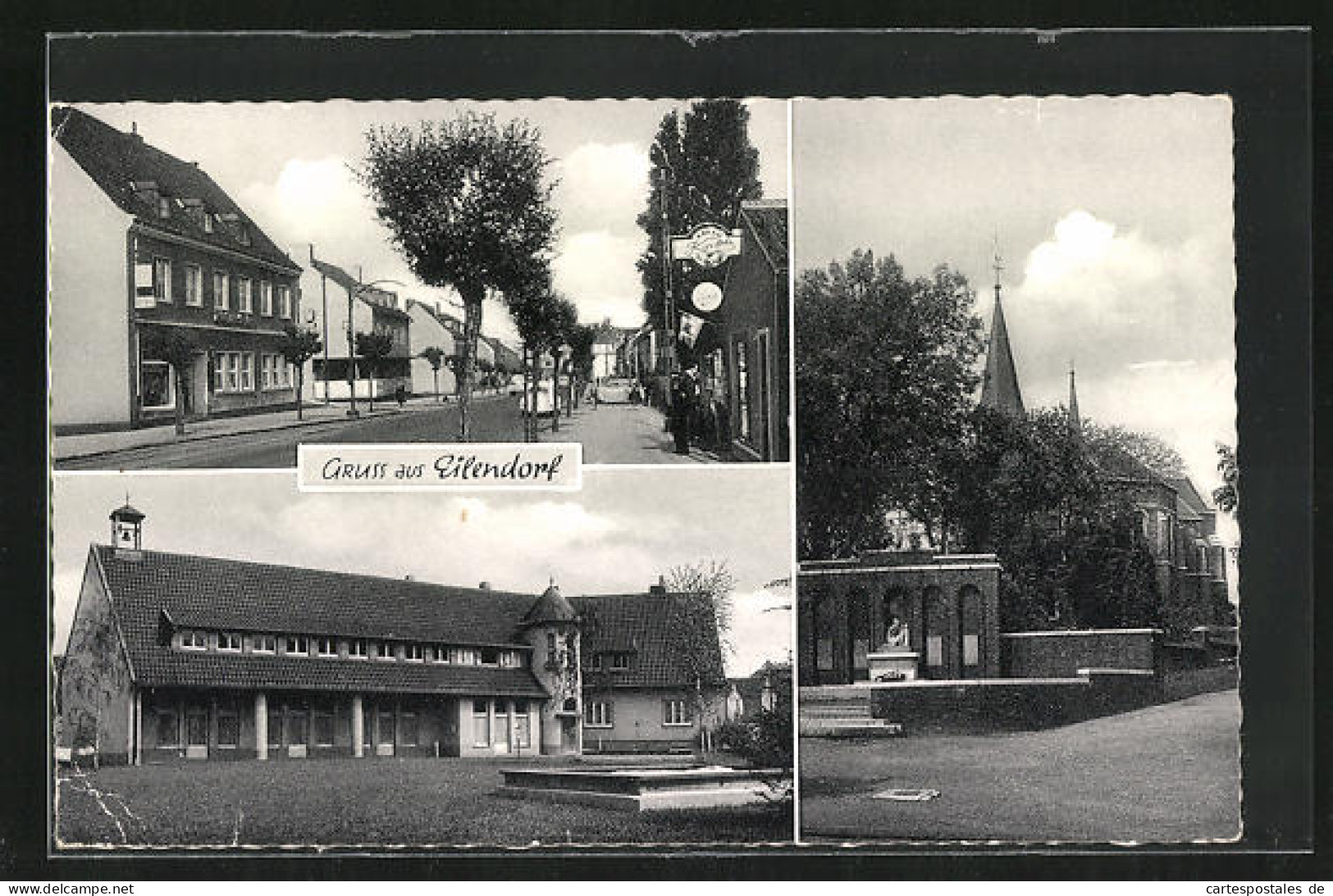 AK Eilendorf, Strassenpartie Im Ort Mit Geschäften, Platz Mit Kirche, Grosses Gebäude  - Andere & Zonder Classificatie