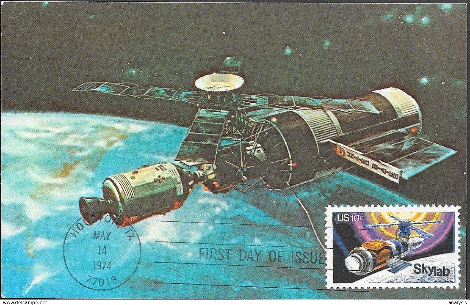 US Space Maxi Card 1974 First Day KSC. Orbital Station "Skylab" - Estados Unidos