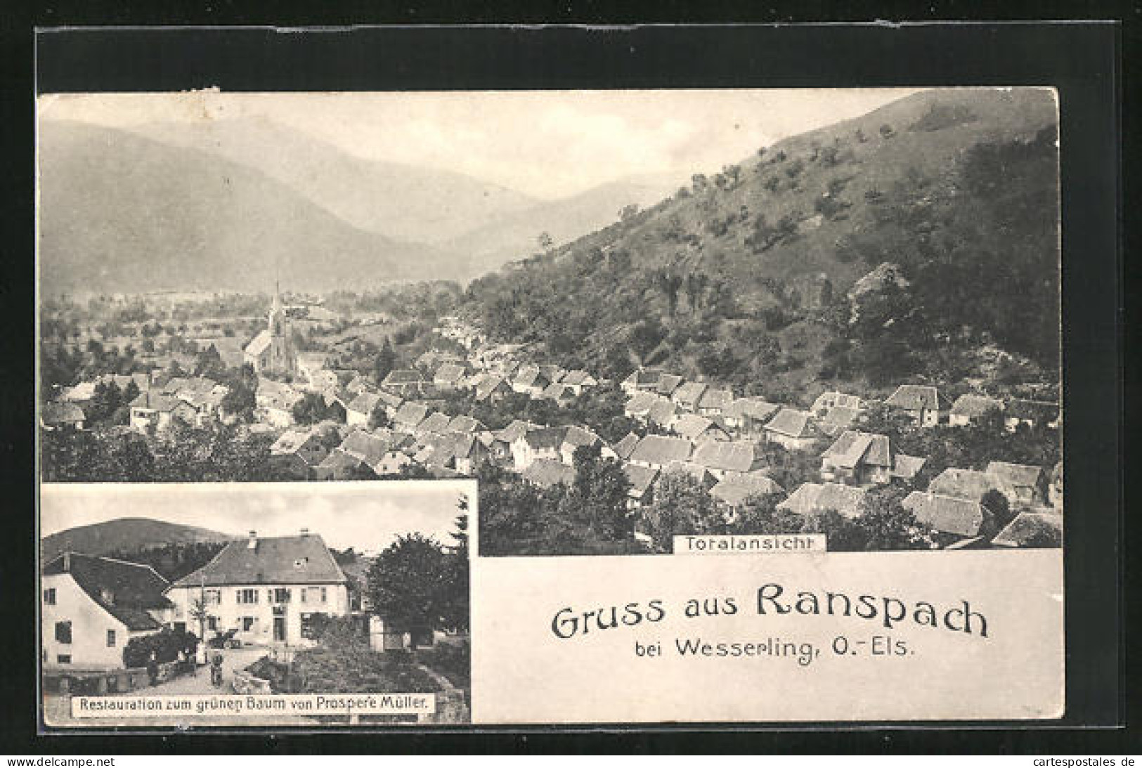 CPA Ranspach, Restaurant Zum Grünen Baum Von Prosperè Müller, Vue Générale  - Autres & Non Classés