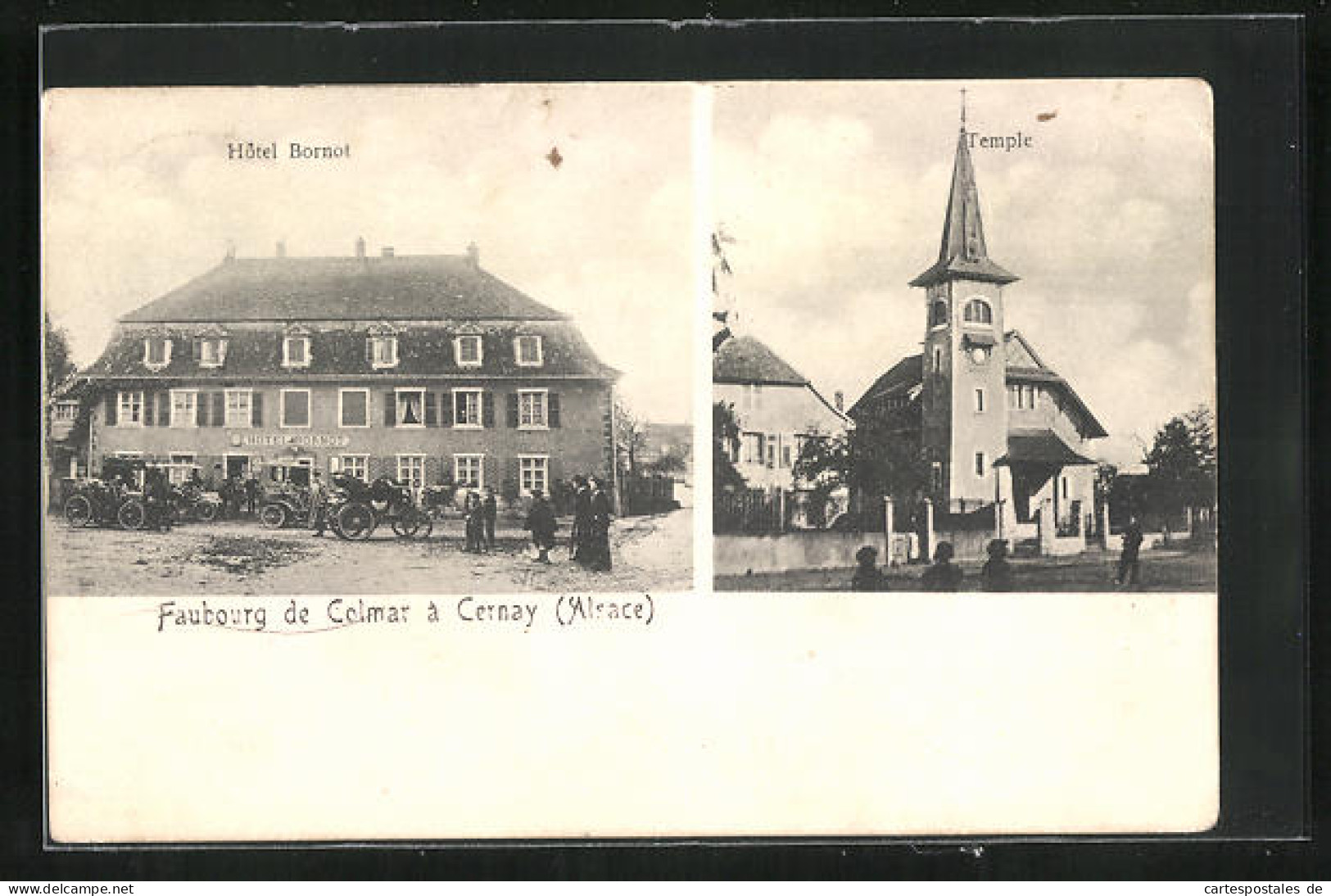 CPA Cernay, Faubourg De Colmar, Hotel Bornot, Temple  - Colmar