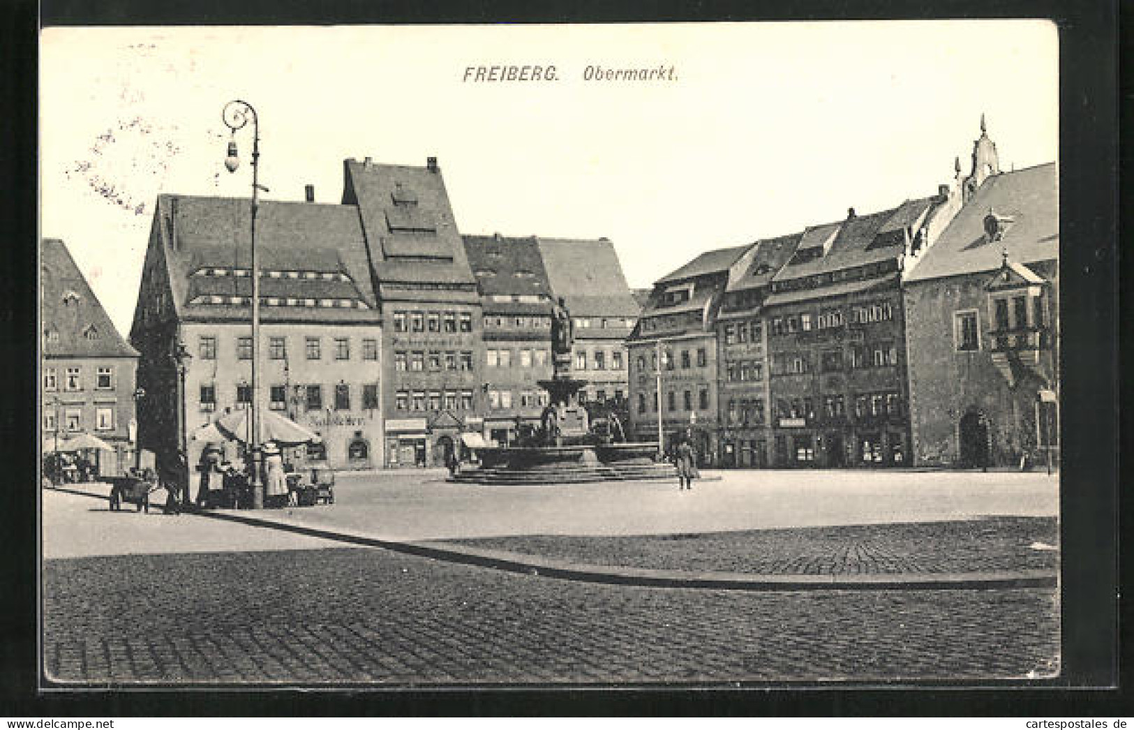 AK Freiberg, Obermarkt Mit Brunnen  - Freiberg (Sachsen)