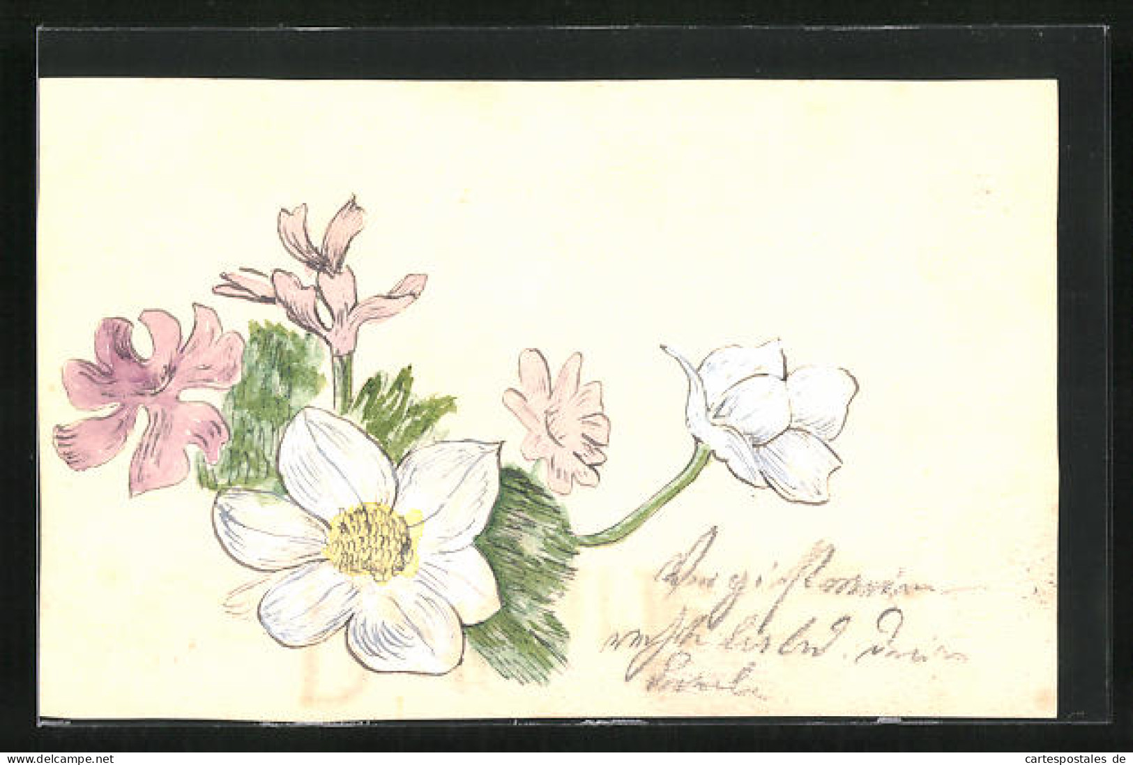 Künstler-AK Handgemalt: Schöne Blumen Blühen In Weiss Und Rosa  - 1900-1949