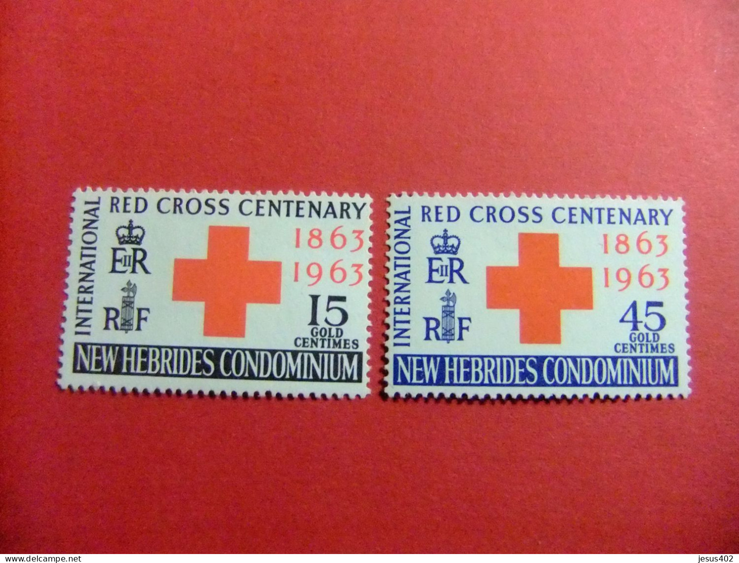 55 NEW HEBRIDES 1963 / CENTENARIO DE LA CRUZ ROJA INTERNACIONAL / YVERT 201/ 02 MH - Red Cross