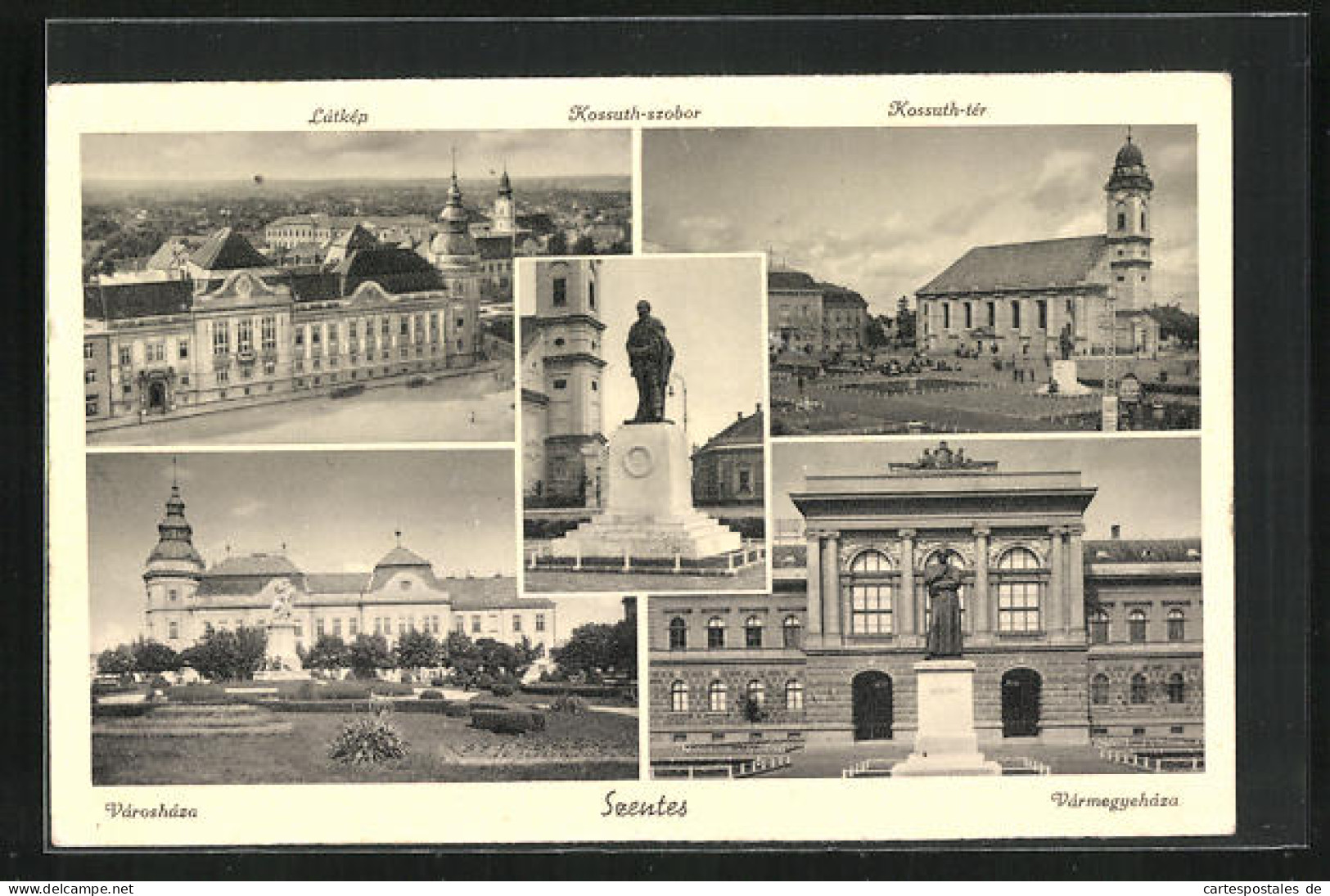 AK Szentes, Latkep, Kossuth-ter, Varoshaza  - Ungarn