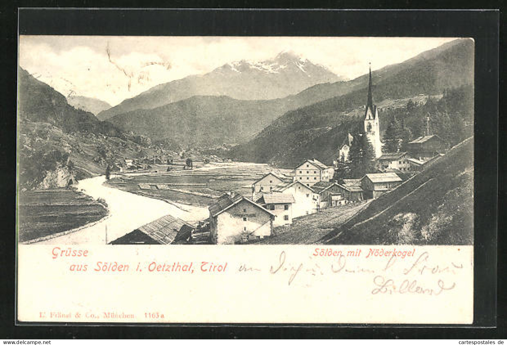 AK Sölden I. Oetzthal, Ortspartie Mit Kirche Und Nöderkogel  - Andere & Zonder Classificatie