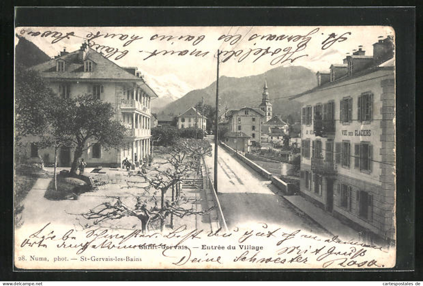 CPA Saint-Gervais, Hotel Splendid, Entree Du Village  - Autres & Non Classés