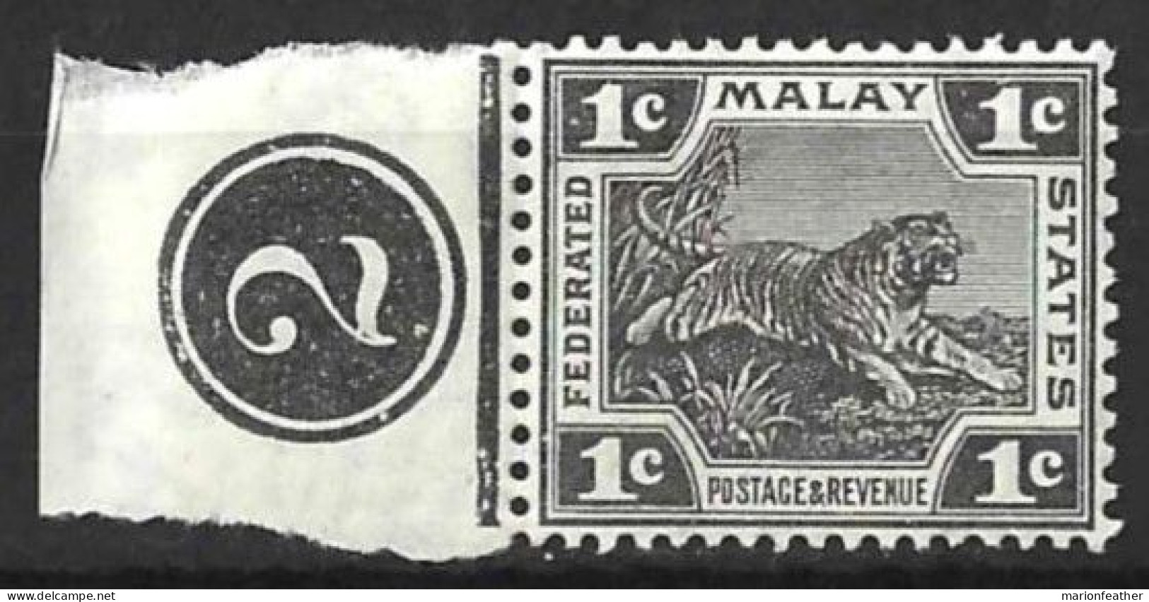 MALAYA.."  F.M.S. "...KING GEORGE..V..(1910-36..)..." 1922.."......1c......PLATE 2.....MH........ - Federated Malay States