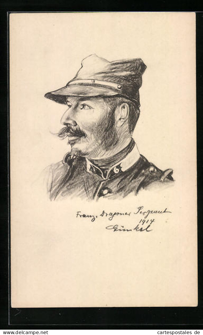 Künstler-AK Französischer Dragoner Sergeant, Kriegsgefangener  - War 1914-18