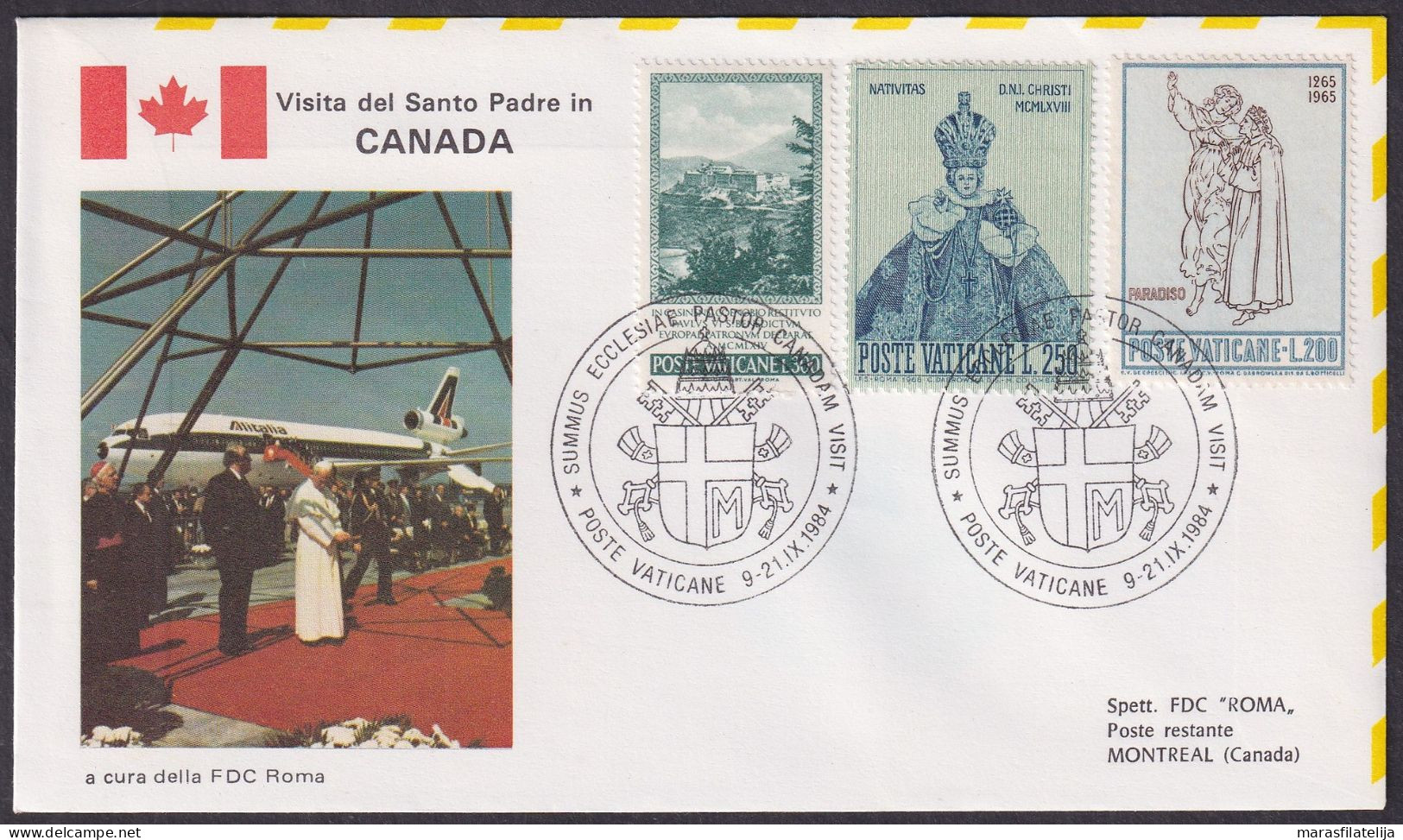 Vatican 1984, Pope Paul John II Visit, Canada, Special Cover - Andere & Zonder Classificatie