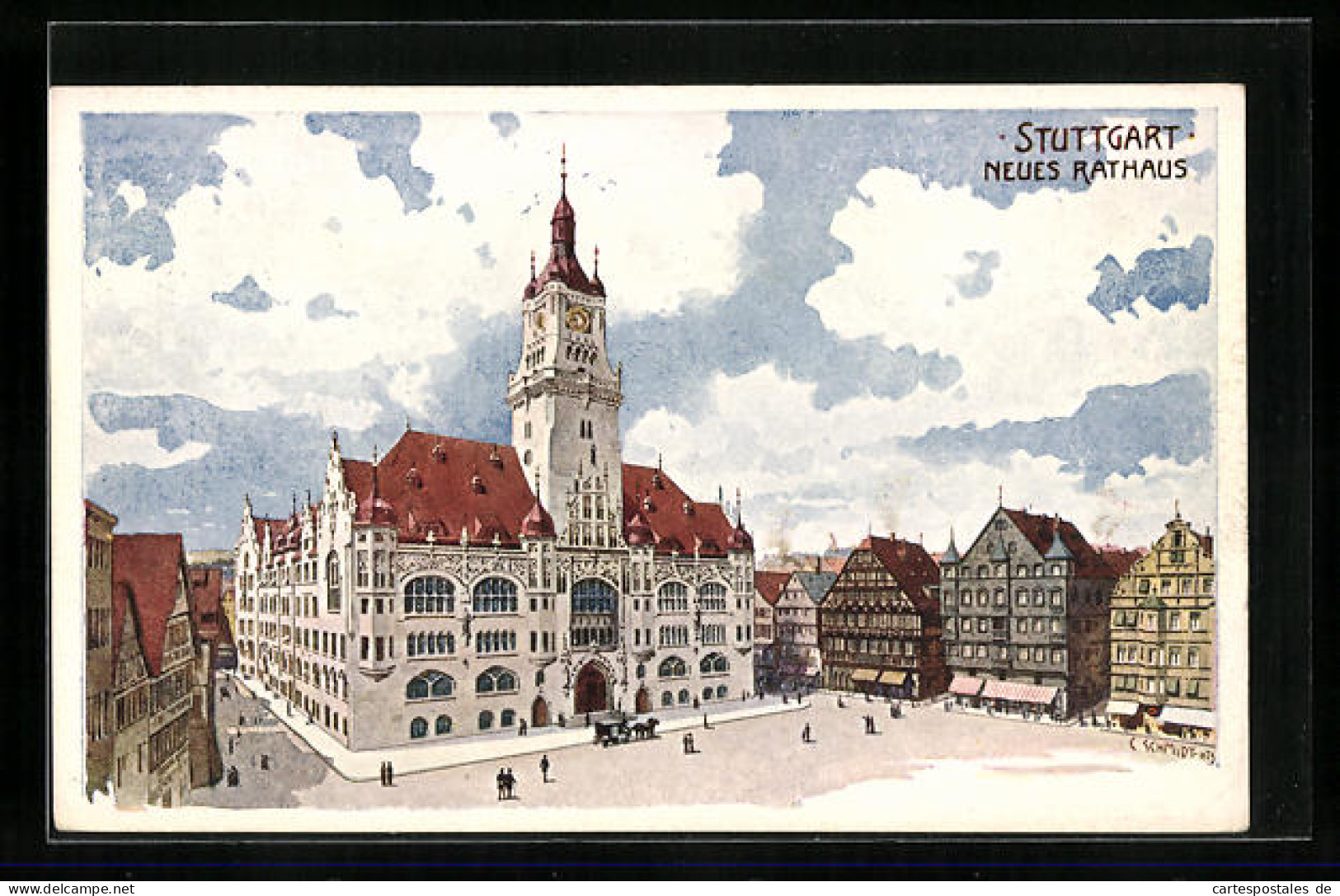 AK Stuttgart, Neues Rathaus  - Stuttgart