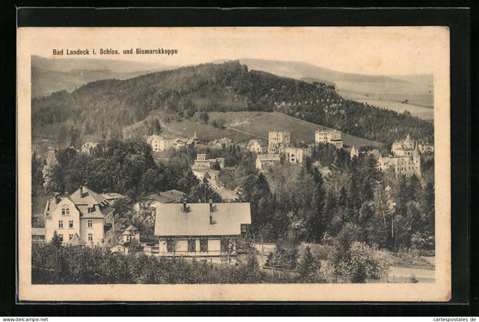 AK Bad Landeck, Ortsansicht Mit Bismarckkoppe  - Schlesien