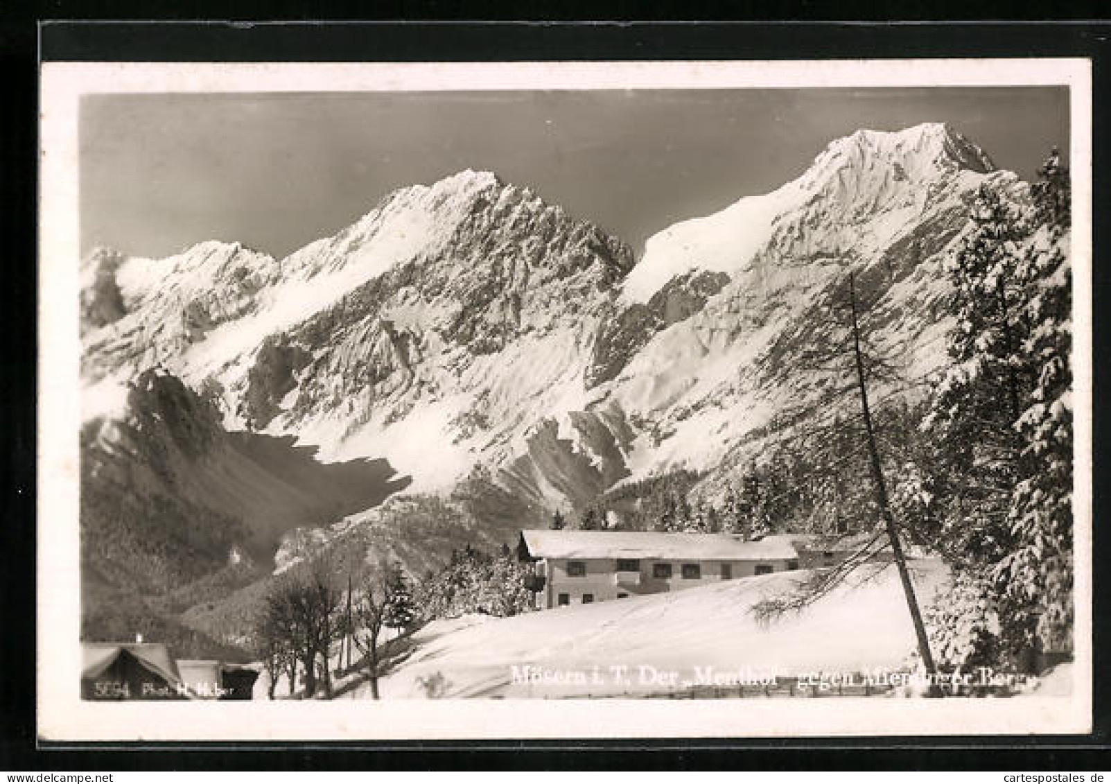 AK Mösern I. T., Pension-Restaurant Menthof Gegen Mieminger Berge Im Schnee  - Autres & Non Classés