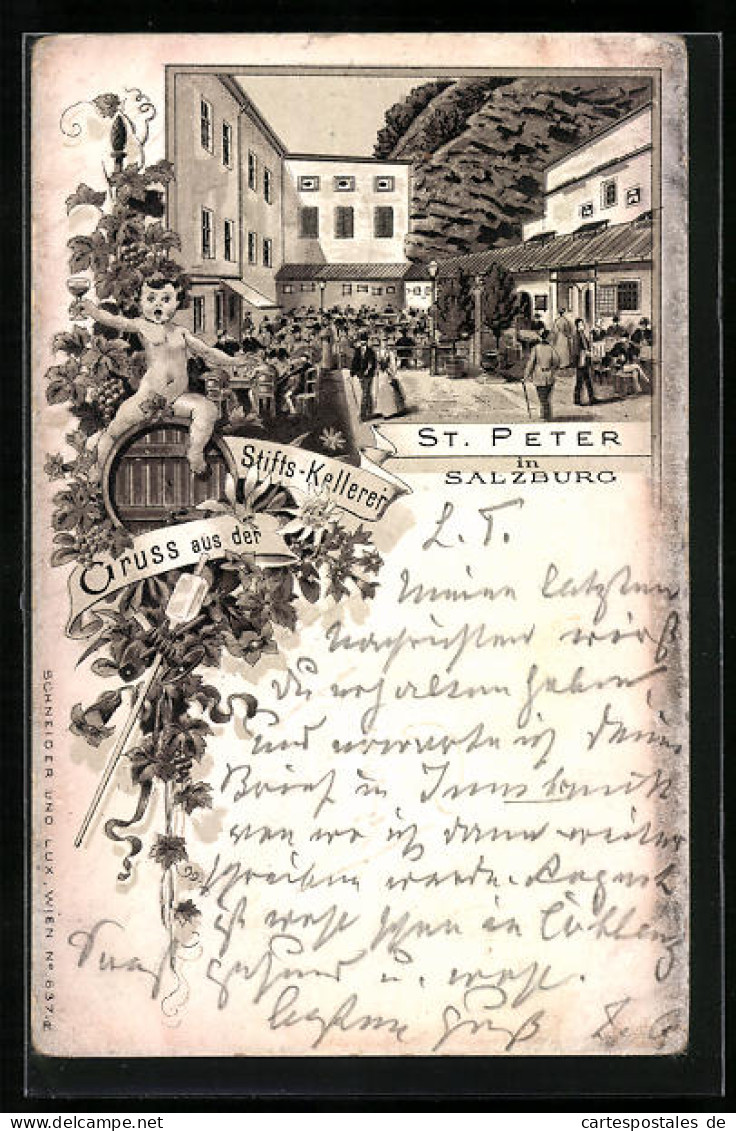 Lithographie Salzburg, Stifts-Kellerei St. Peter  - Autres & Non Classés
