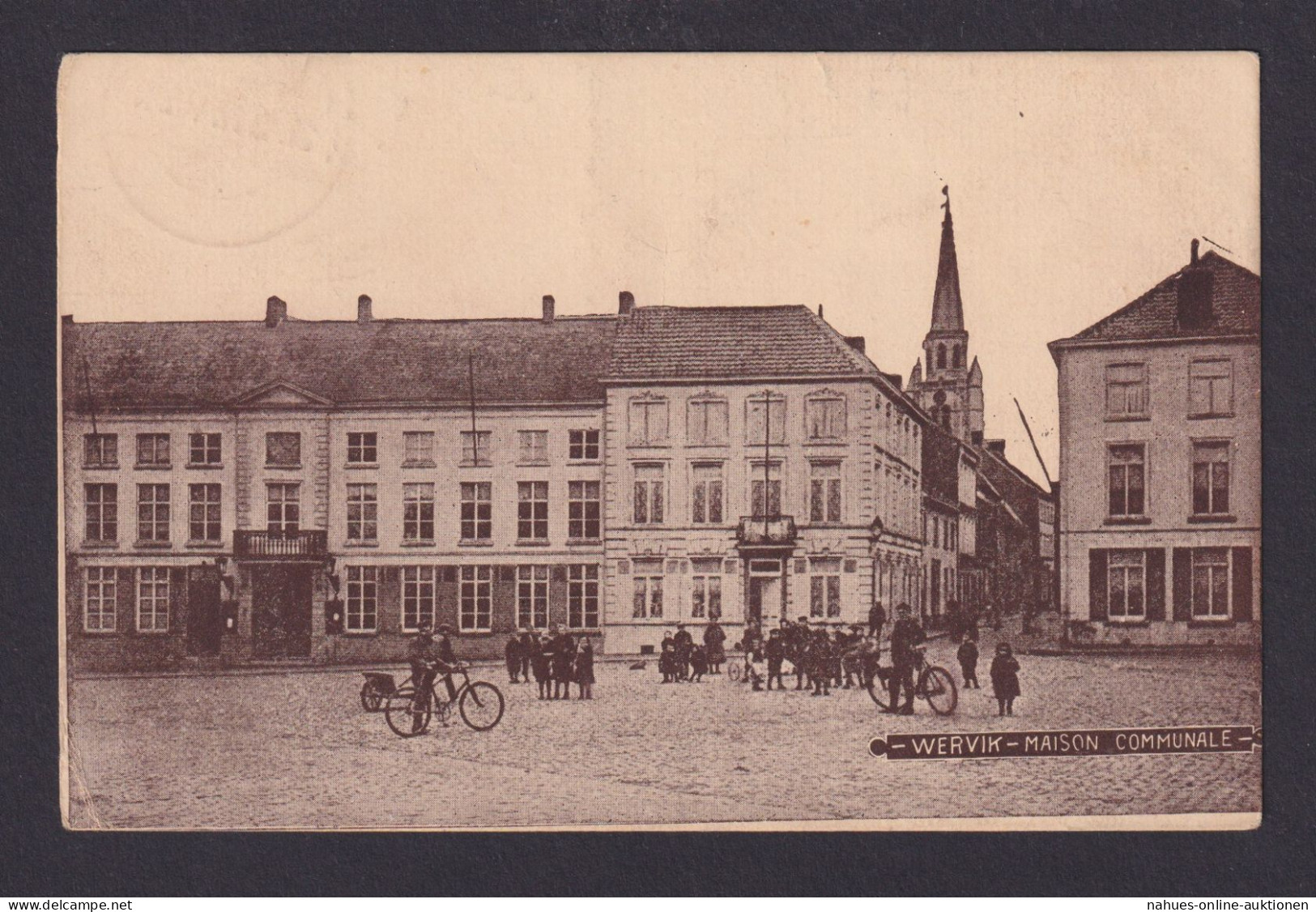 Ansichtskarte Feldpost Wevik Belgien Rathaus Maison Communale N. Stuttgart - Other & Unclassified