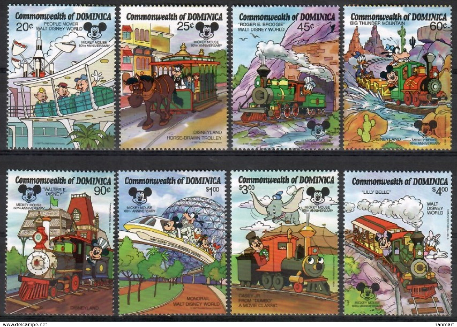 Dominica 1987 Mi 1066-1073 MNH  (ZS2 DMN1066-1073-all) - Olifanten