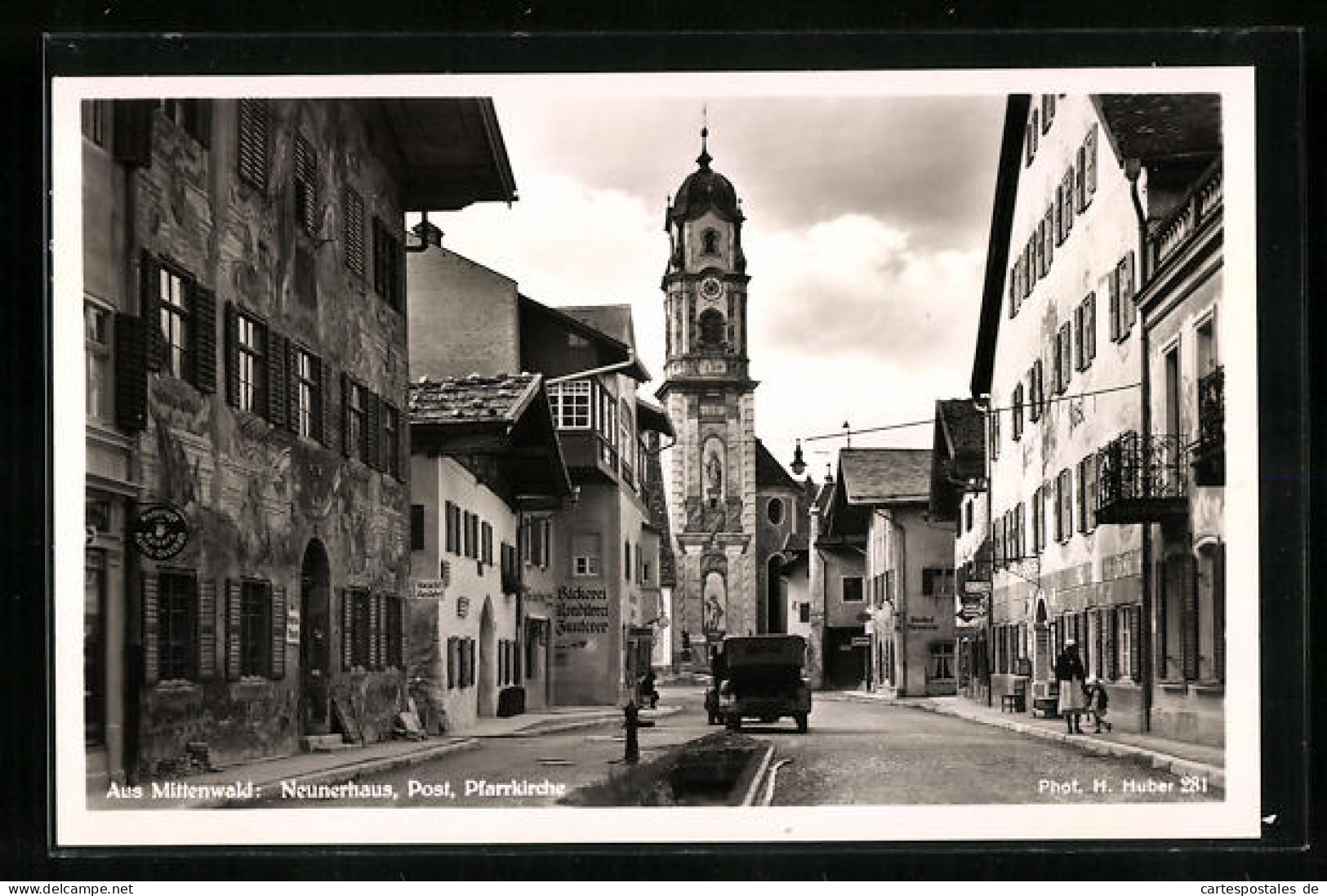 AK Mittenwald, Neunerhaus Mit Post Und Pfarrkirche  - Mittenwald