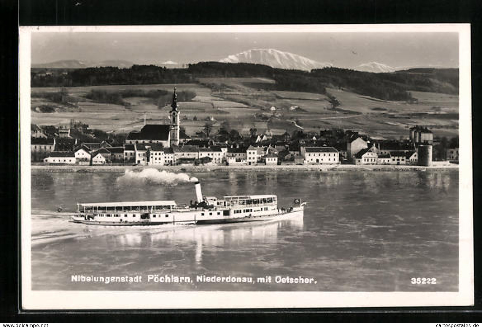 AK Pöchlarn /Donau, Totalansicht Mit Gebirgspanorama  - Andere & Zonder Classificatie