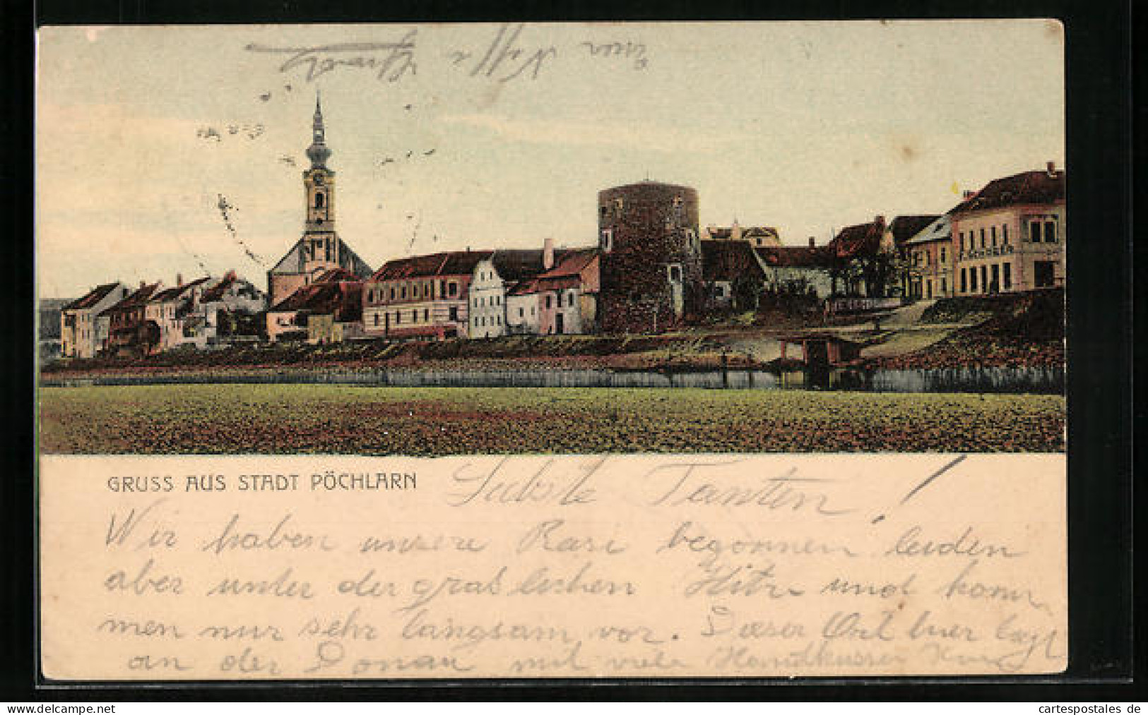 AK Pöchlarn /Donau, Ortspartie Mit Turm Und Kirche  - Autres & Non Classés