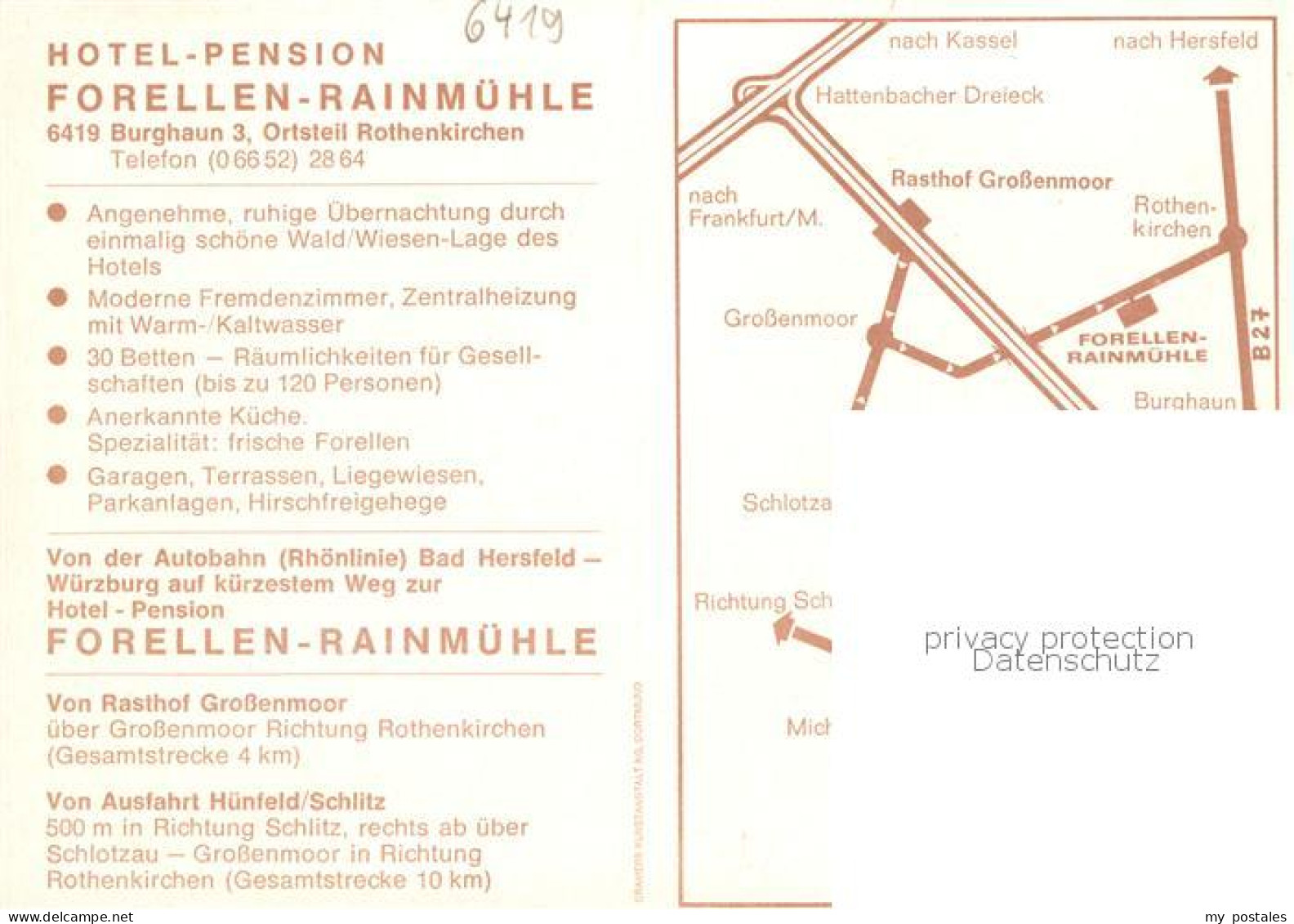 73864975 Rothenkirchen Huenfeld Hotel Pension Forellen Rainmuehle Gastraeume Sch - Autres & Non Classés