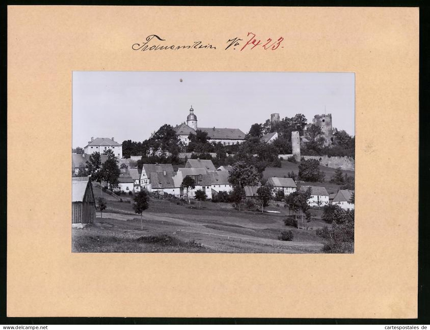 Fotografie Brück & Sohn Meissen, Ansicht Frauenstein I. Erzg., Blick Auf Die Stadt Mit Schloss Und Ruine  - Places