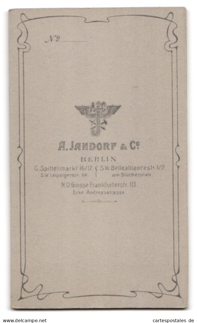 Fotografie A. Jandorf & Co., Berlin-C., Spittelmarkt 16-17, Bürgerliches Paar In Hübscher Kleidung  - Personas Anónimos