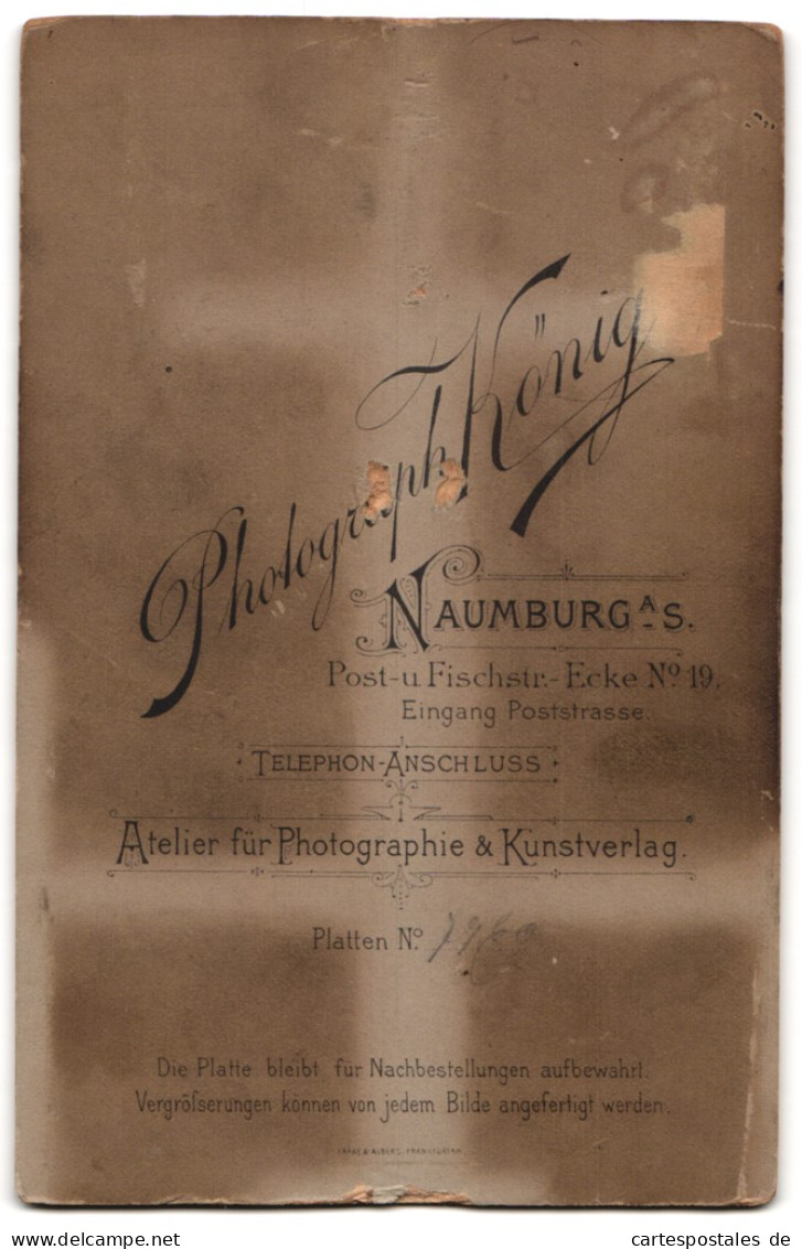 Fotografie C. König, Naumburg A. S., Post- U. Fischstr.-Ecke 19, Bürgerliches Paar In Hübscher Kleidung  - Anonieme Personen