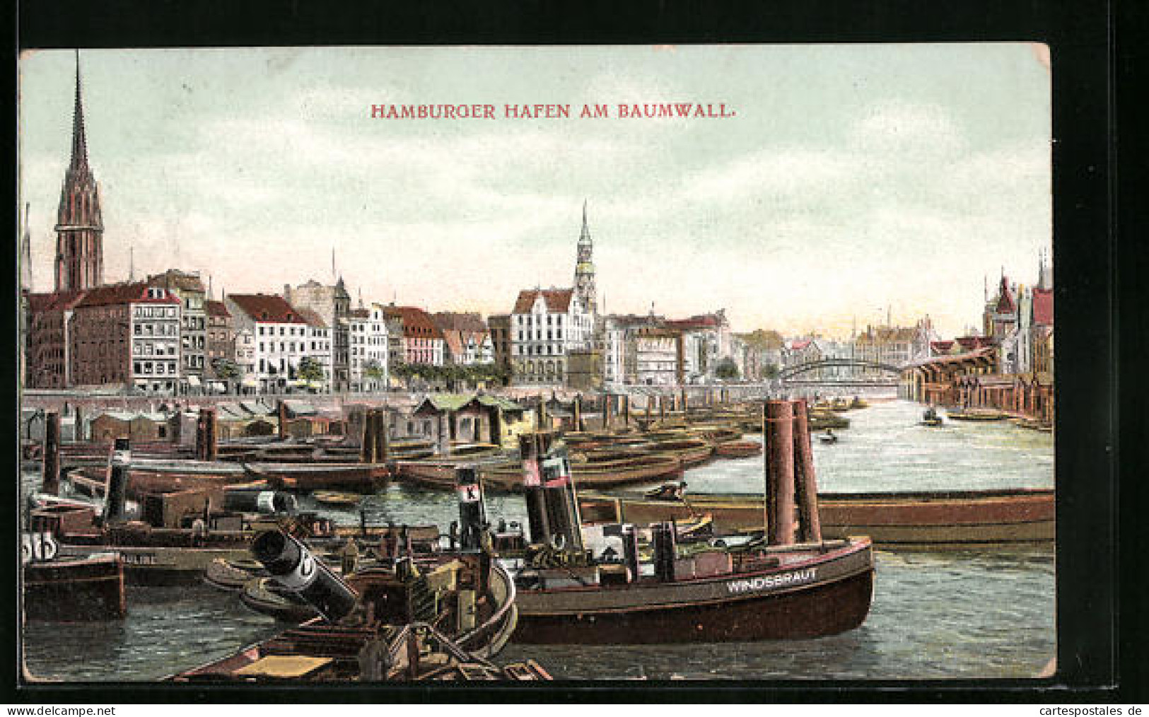 AK Hamburg, Hamburger Hafen Am Baumwall  - Mitte