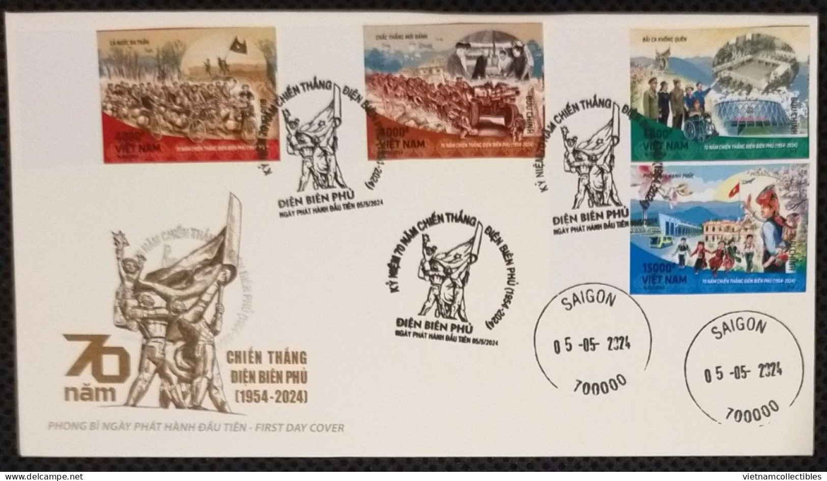 FDC Viet Nam Vietnam With Imperf Stamps 2024 : 70th Ann. Of Dien Bien Phu Victory / Bike / Bicycle / Veteran (Ms1189) - Viêt-Nam