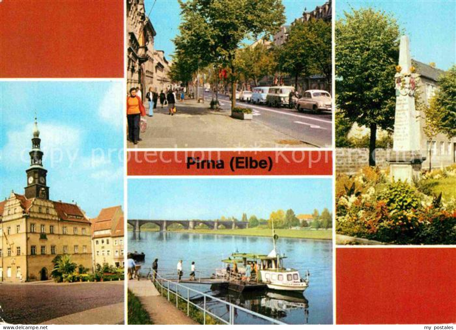 72919649 Pirna Markt Karl Marx Strasse Dampferanlegestelle Postsaeule Pirna - Pirna