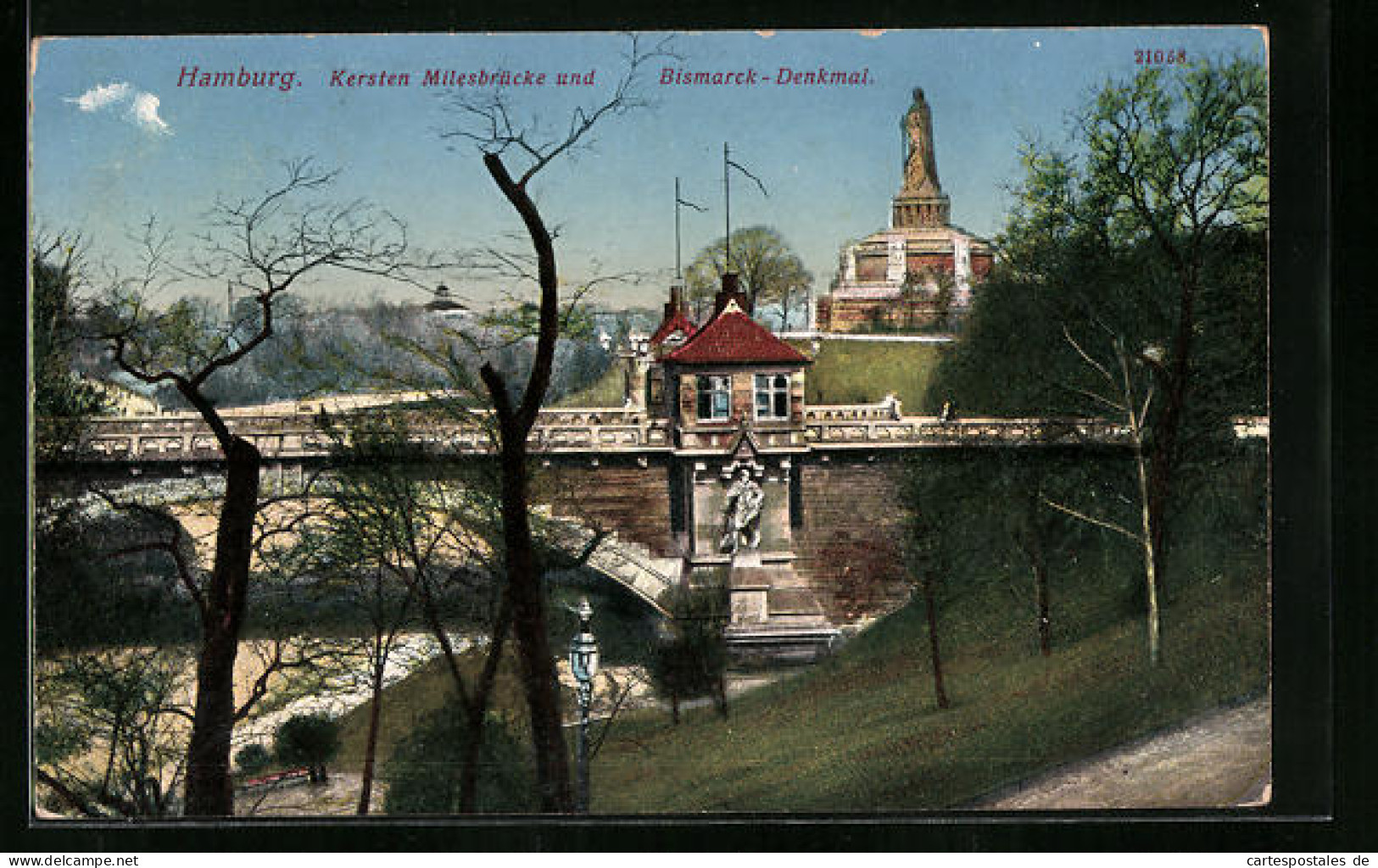 AK Hamburg-St.Pauli, Kersten Milesbrücke Und Bismarck-Denkmal  - Mitte