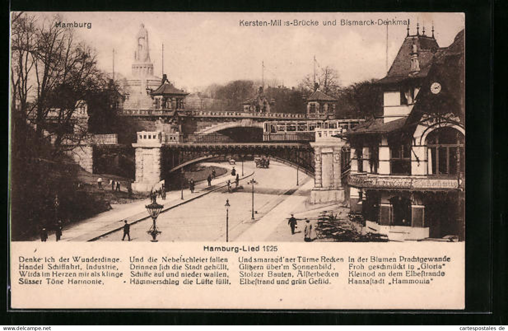AK Hamburg-St.Pauli, Kersten Miles Brücke Und Bismarck-Denkmal  - Mitte