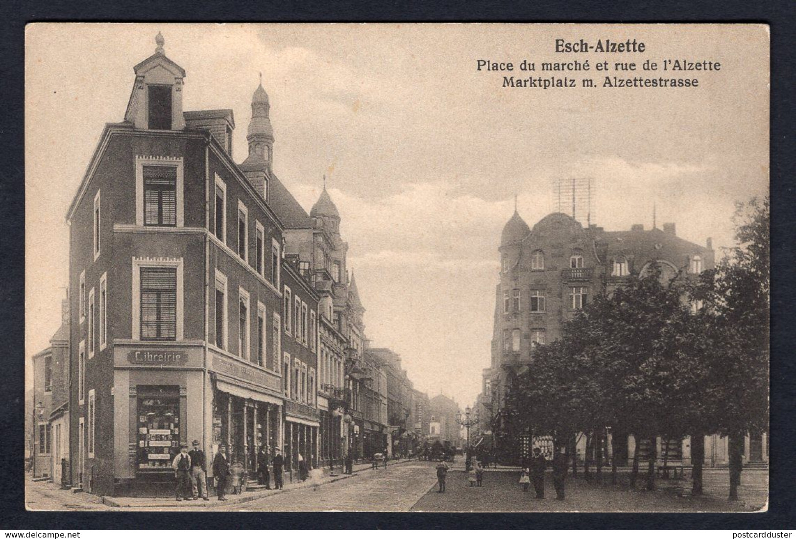 LUXEMBOURG Esch Alzette Postcard 1910s Market Place Stores (h3279) - Esch-sur-Alzette