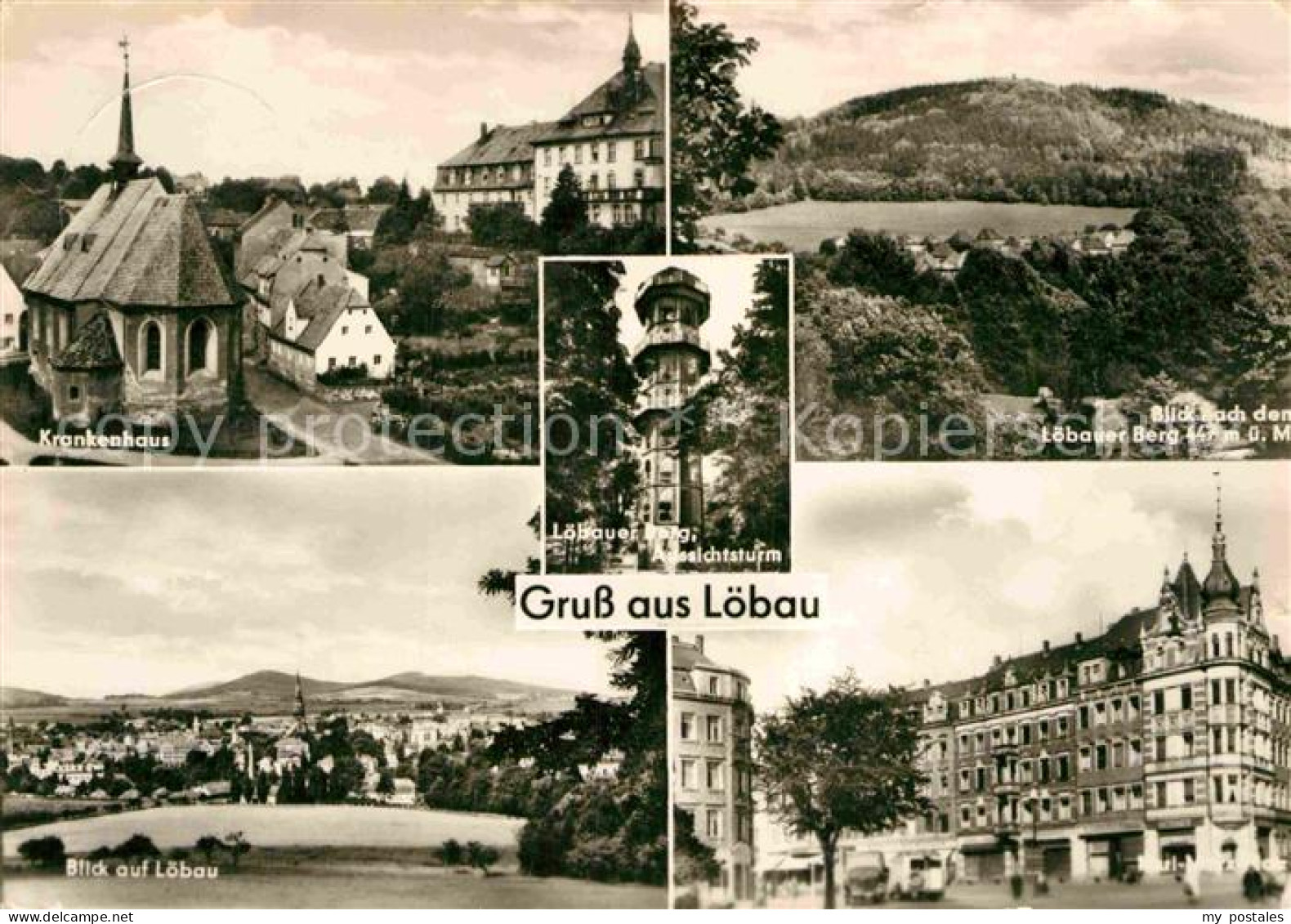 72917967 Loebau Sachsen Krankenhaus Aussichtsturm Loebauer Berg Panorama Loebau - Löbau