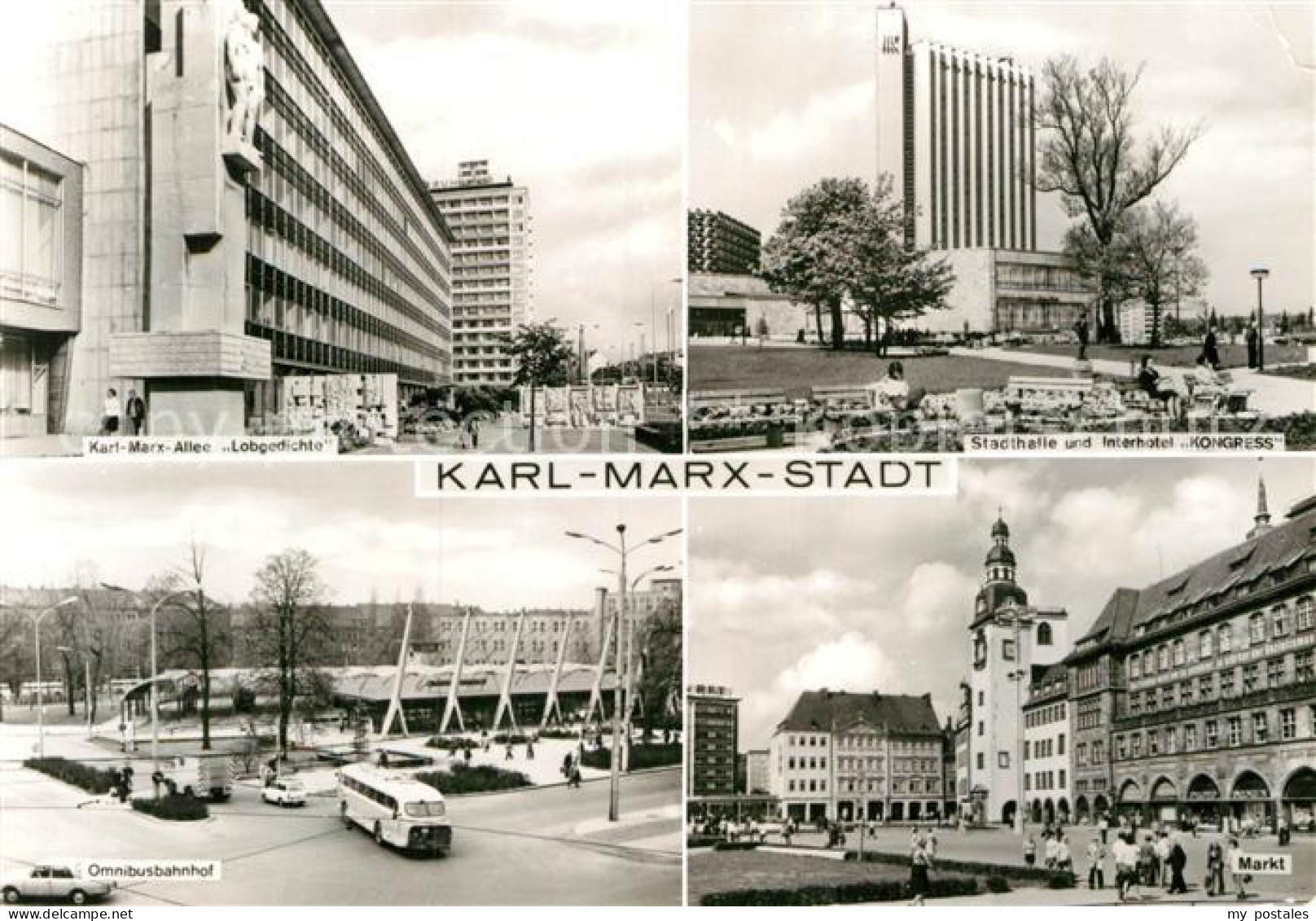 72917461 Karl-Marx-Stadt Karl-Marx-Allee Lobgedichte Omnibusbahnhof Markt Interh - Chemnitz