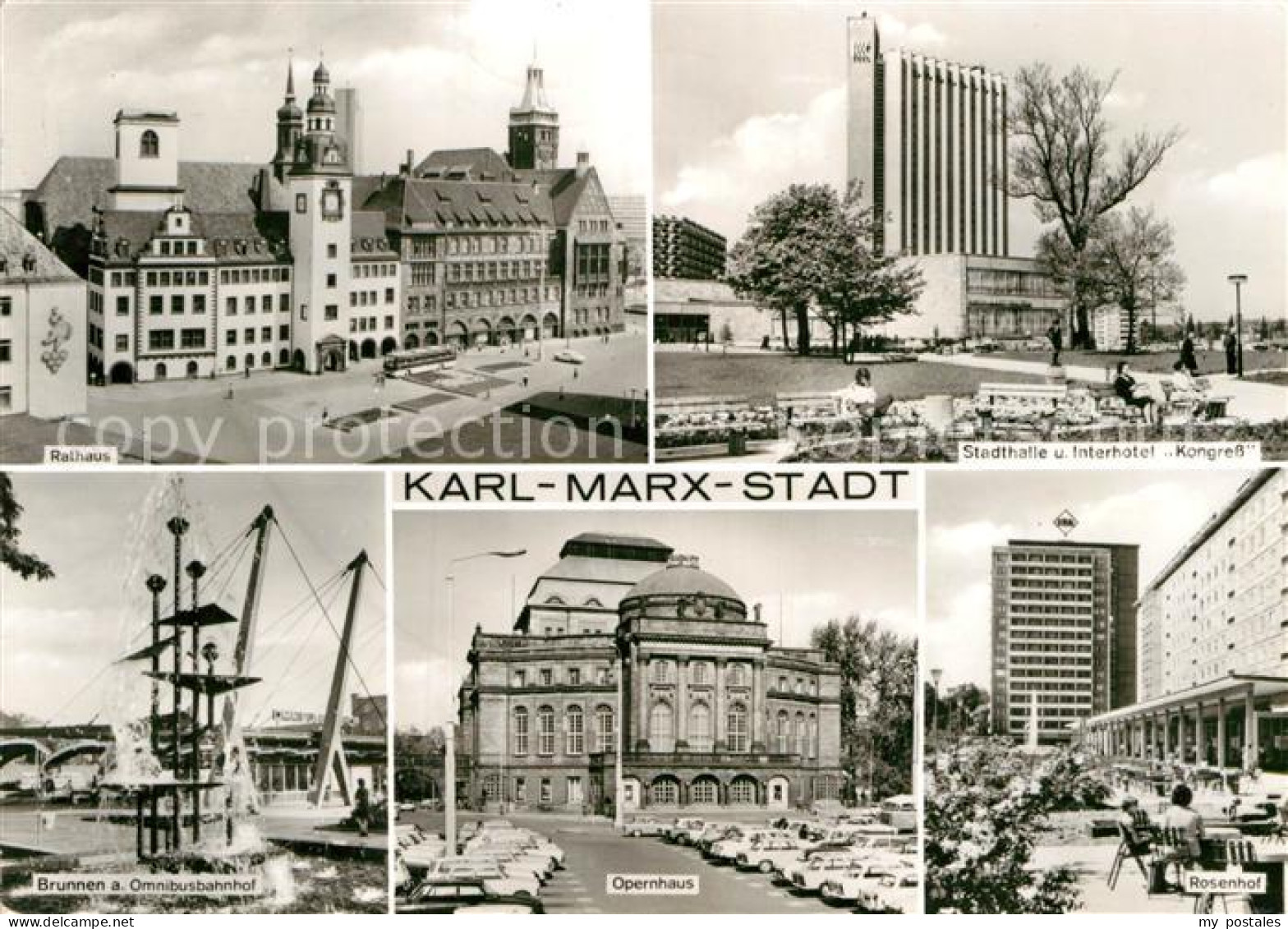 72917460 Karl-Marx-Stadt Rathaus Stadthalle Interhotel Kongress Opernhaus Rosenh - Chemnitz