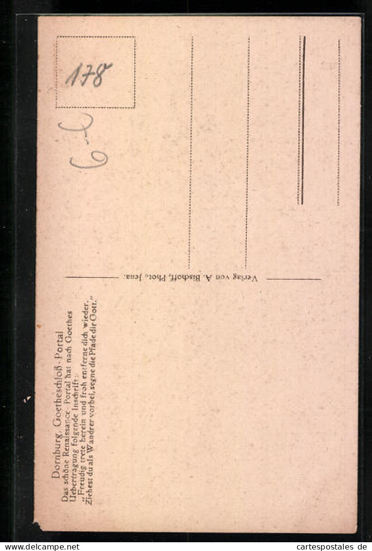 AK Dornburg, Goetheschloss-Portal  - Otros & Sin Clasificación