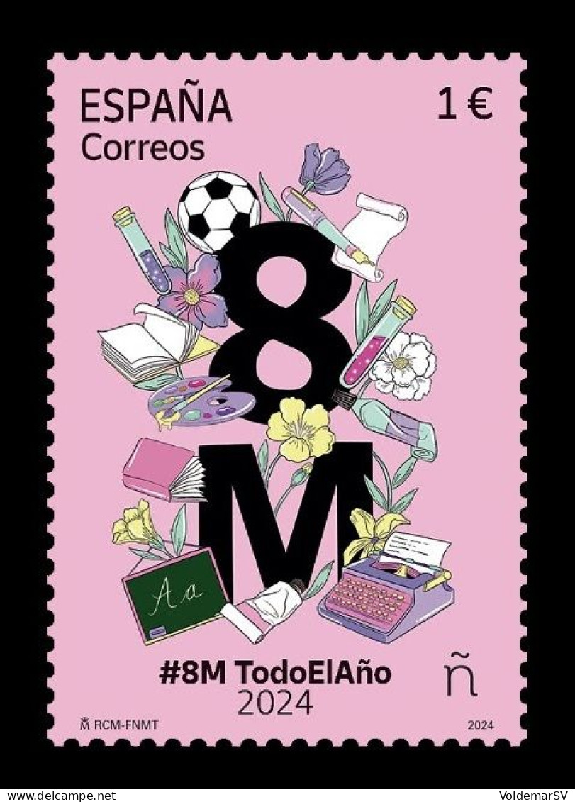 Spain 2024 Mih. 5779 International Women's Day. #8MAllTheYear Campaign. Football. Chemistry. Painting. Literature MNH ** - Nuovi