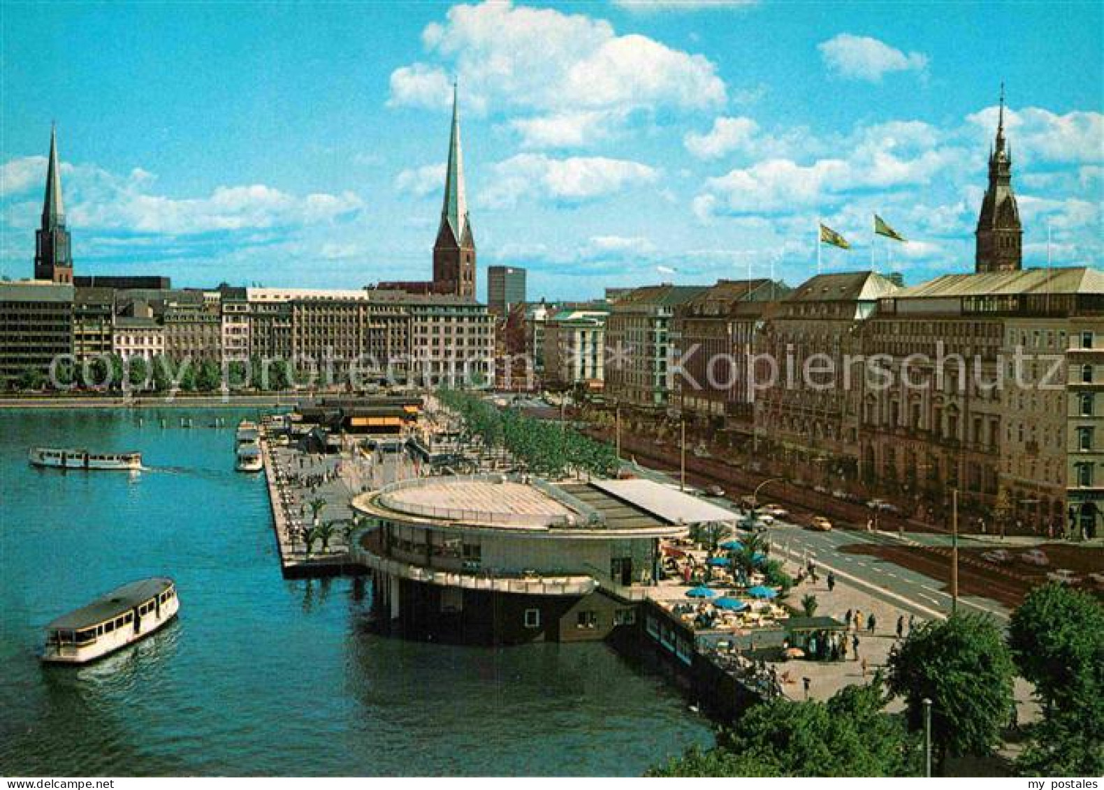 72916362 Hamburg Jungfernstieg Mit Jacobikirche Petrikirche Rathausturm Alsterpa - Andere & Zonder Classificatie