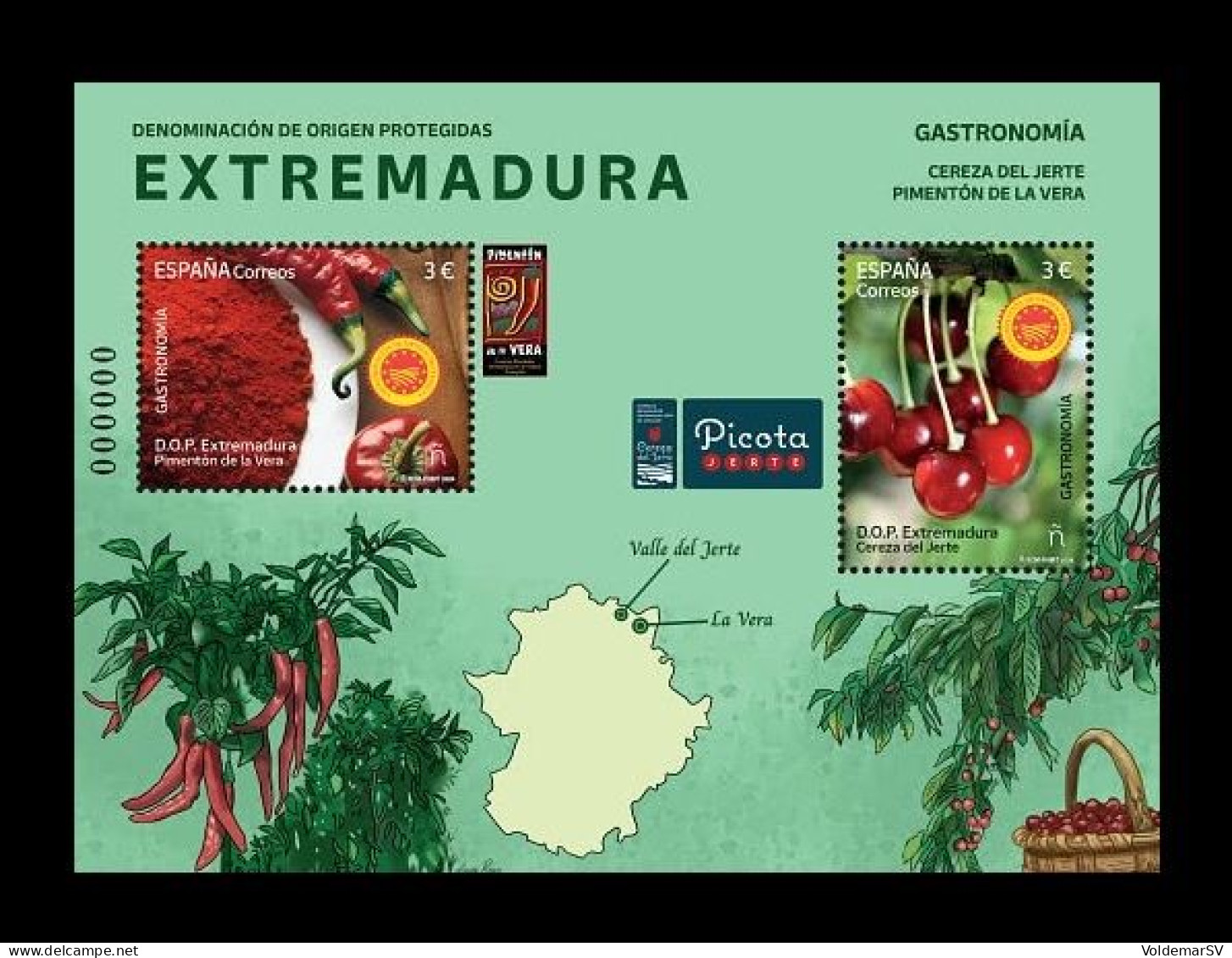 Spain 2024 Mih. 5784/85 (Bl.412) Gastronomy Of Extremadura. Jerte Valley Cherry And Vera Paprika MNH ** - Ungebraucht