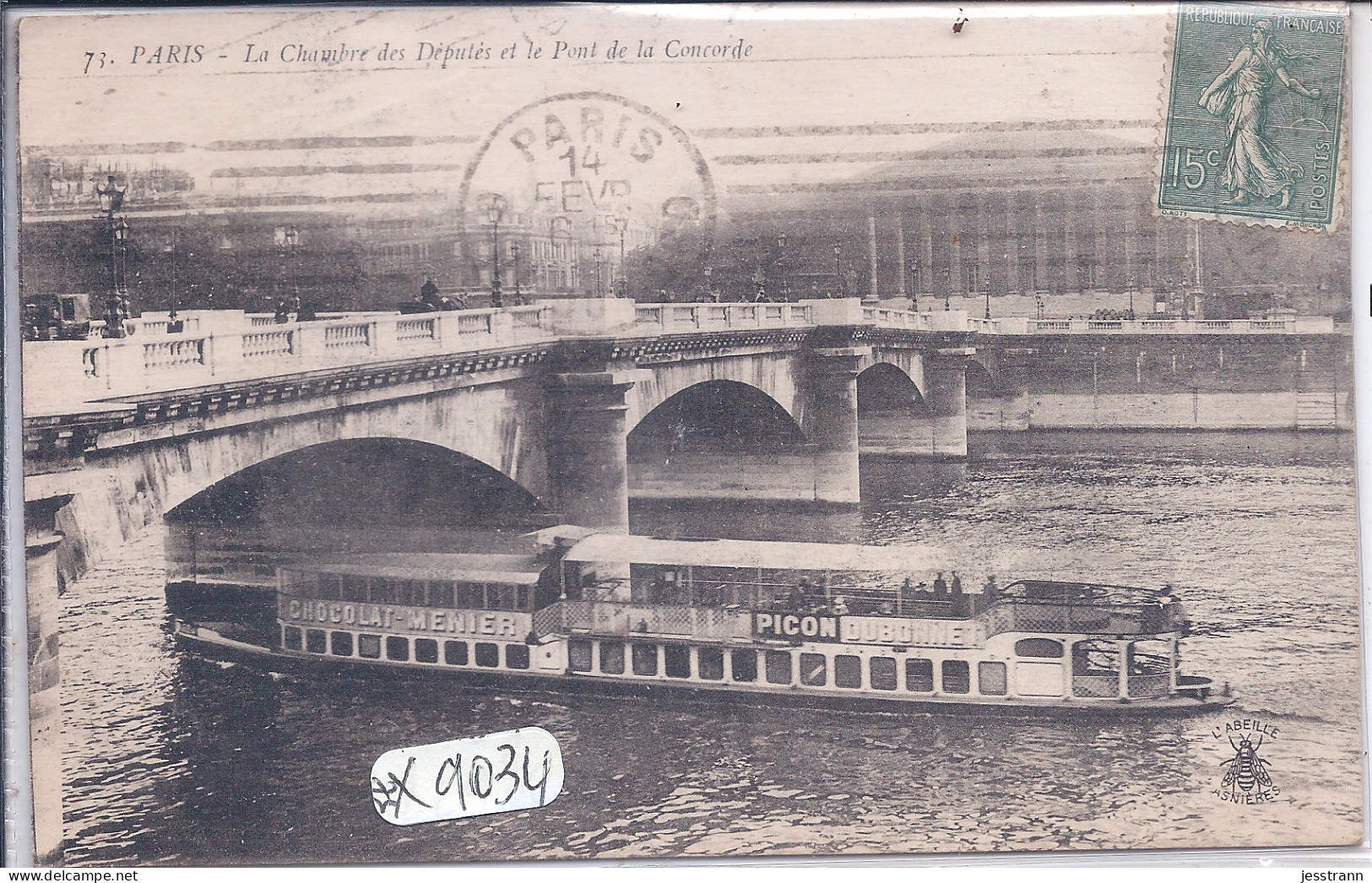 PARIS- LA CHAMBRE DES DEPUTES ET LE PONT DE LA CONCORDE- UN BATEAU-MOUCHE- PUBS PICON- DUBONNET- MENIER - Ponti